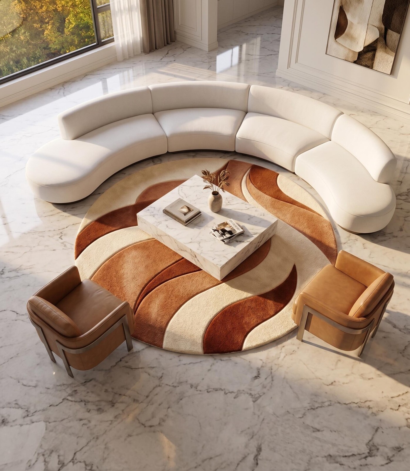 Hand Tufted Wavy Abstract Rug,Multi Organic Shape Rug, Modern Abstract Area Rug,
