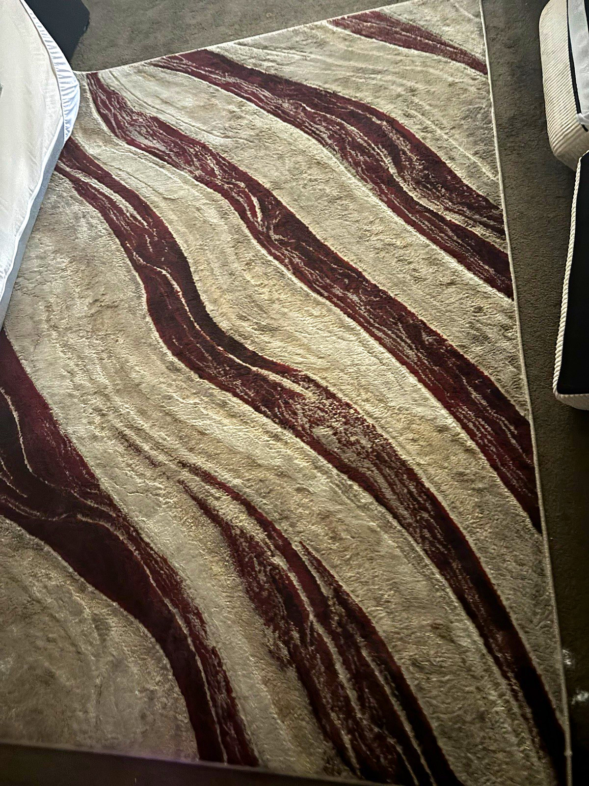 Beige & Brown Abstract Rectangle Area Rug 4×6 ft, 0.25 in Thick
