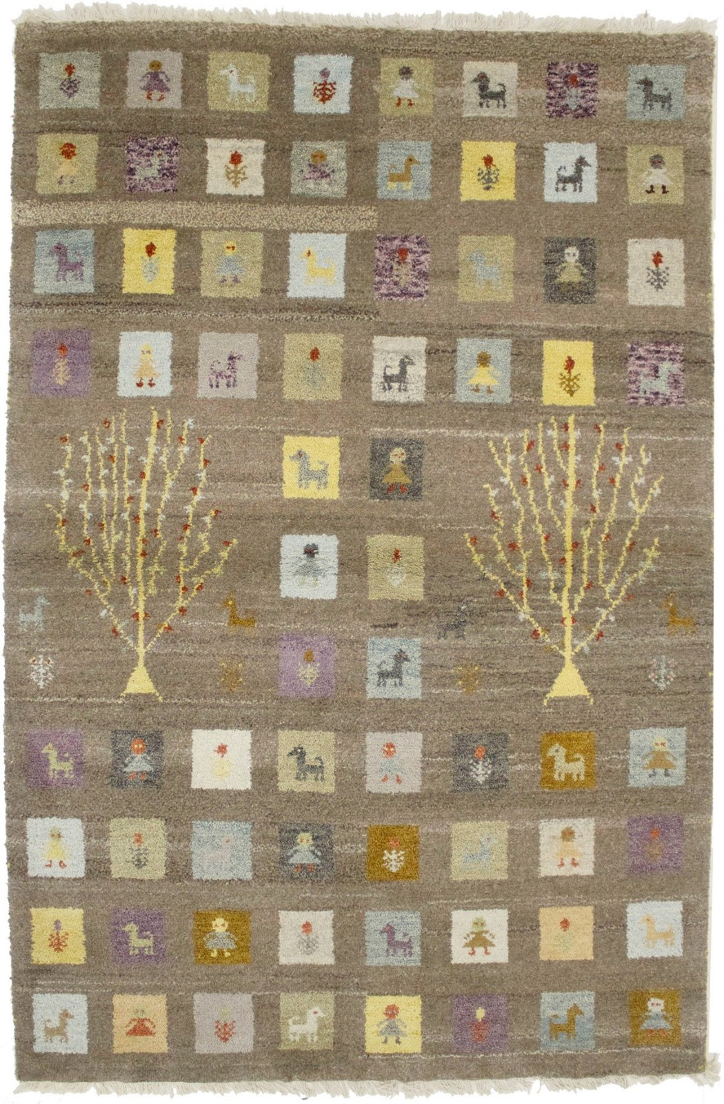4X6 Hand-Knotted Indo-Gabbeh Oriental Rug Tribal Plush Wool Kids Room Carpet