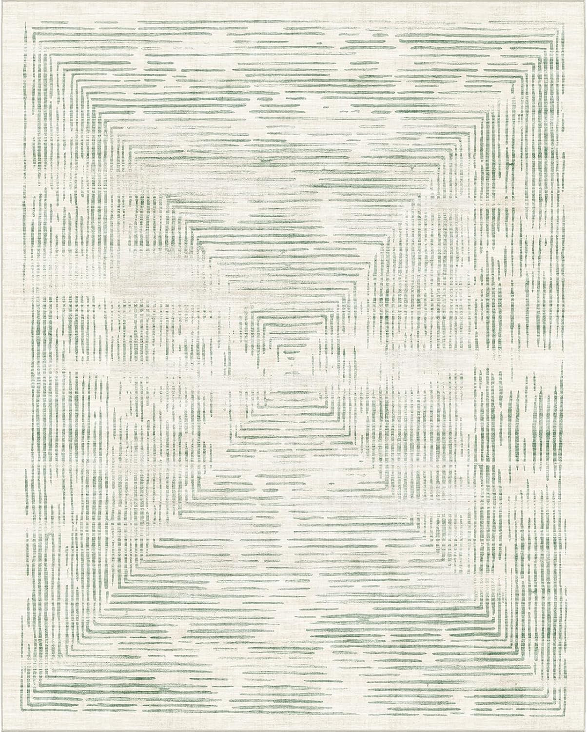 BLISSA 8X10 Area Rugs for Living Room – Soft Large Washable Geometric Sage Green