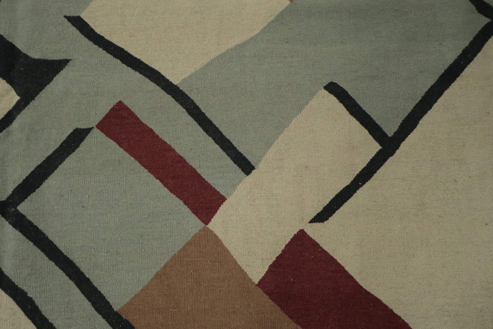 Modern Art Kilim Large Rug 12×15 Ft Hand-Woven Reversible Oriental Wool Carpet