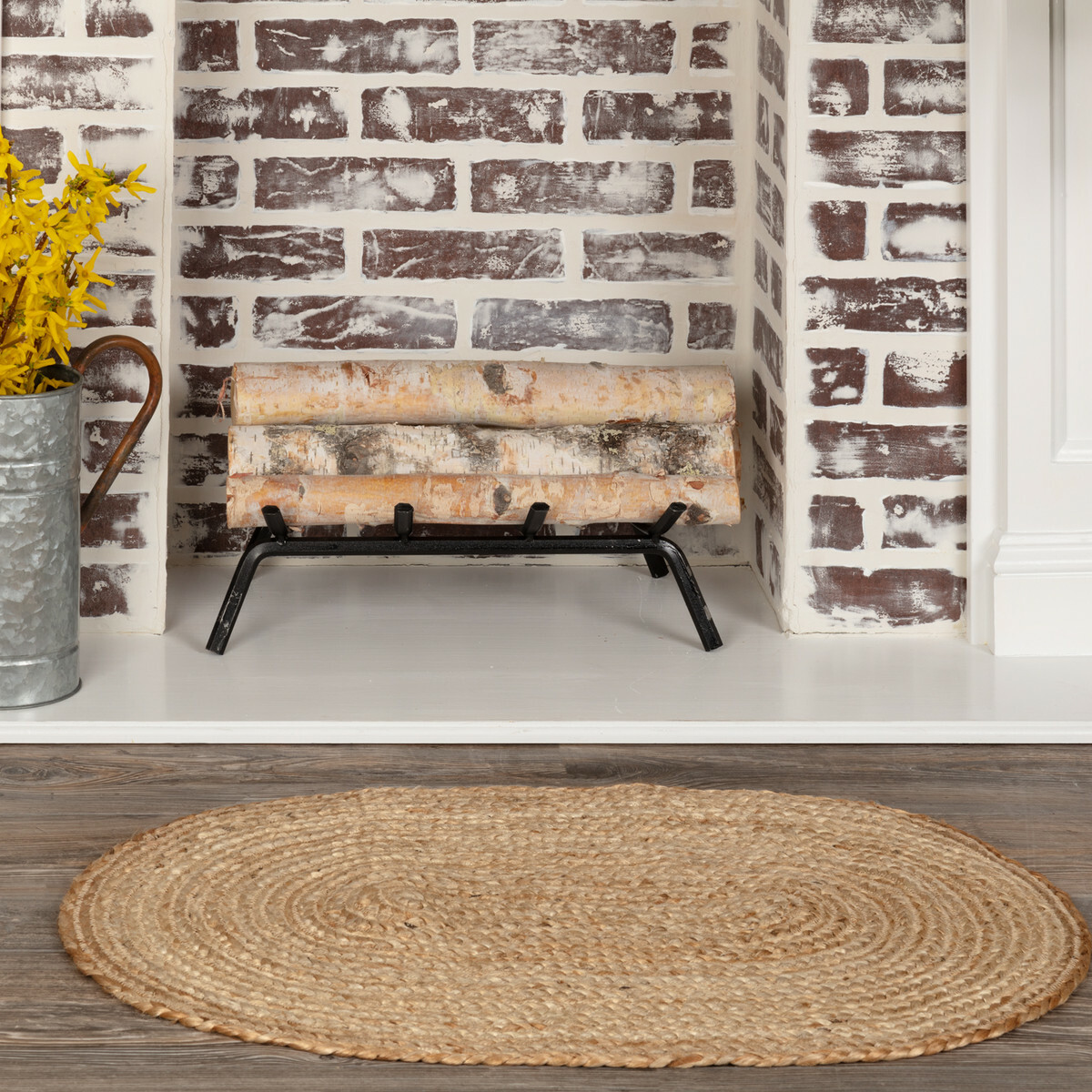 Natural Jute Rug Country Cabin Lodge Rustic Half Circle or 20×30 Oval With Pad