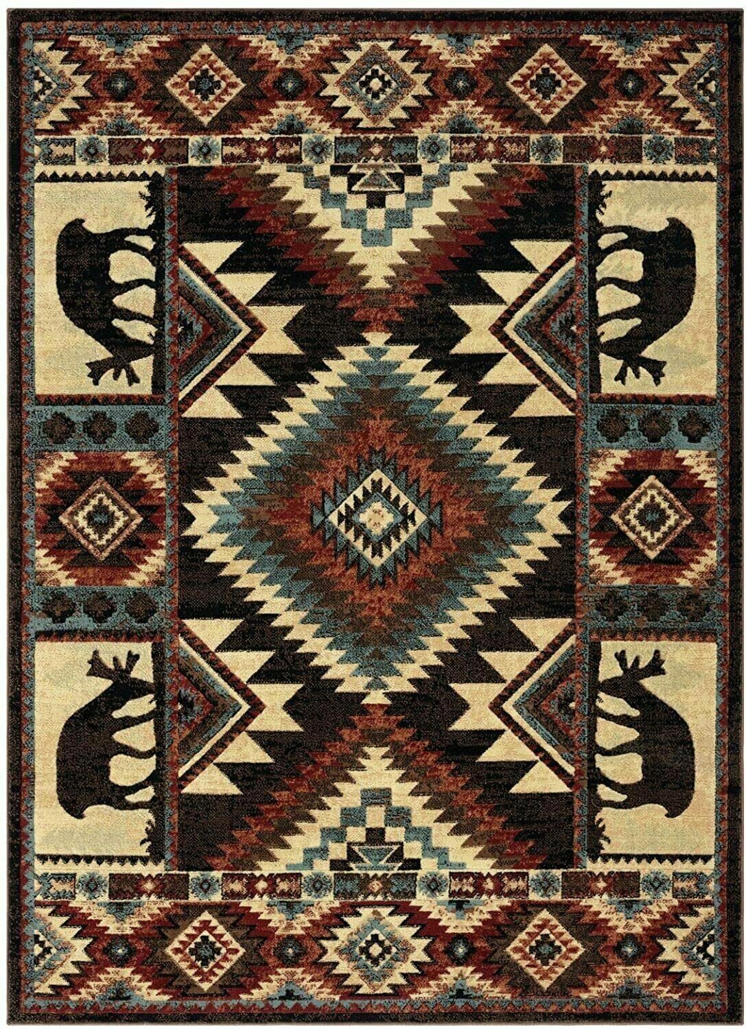 Southwestern Area Rug 5×7 Rustic Cabin Lodge Wildlife Country Farmhouse Living