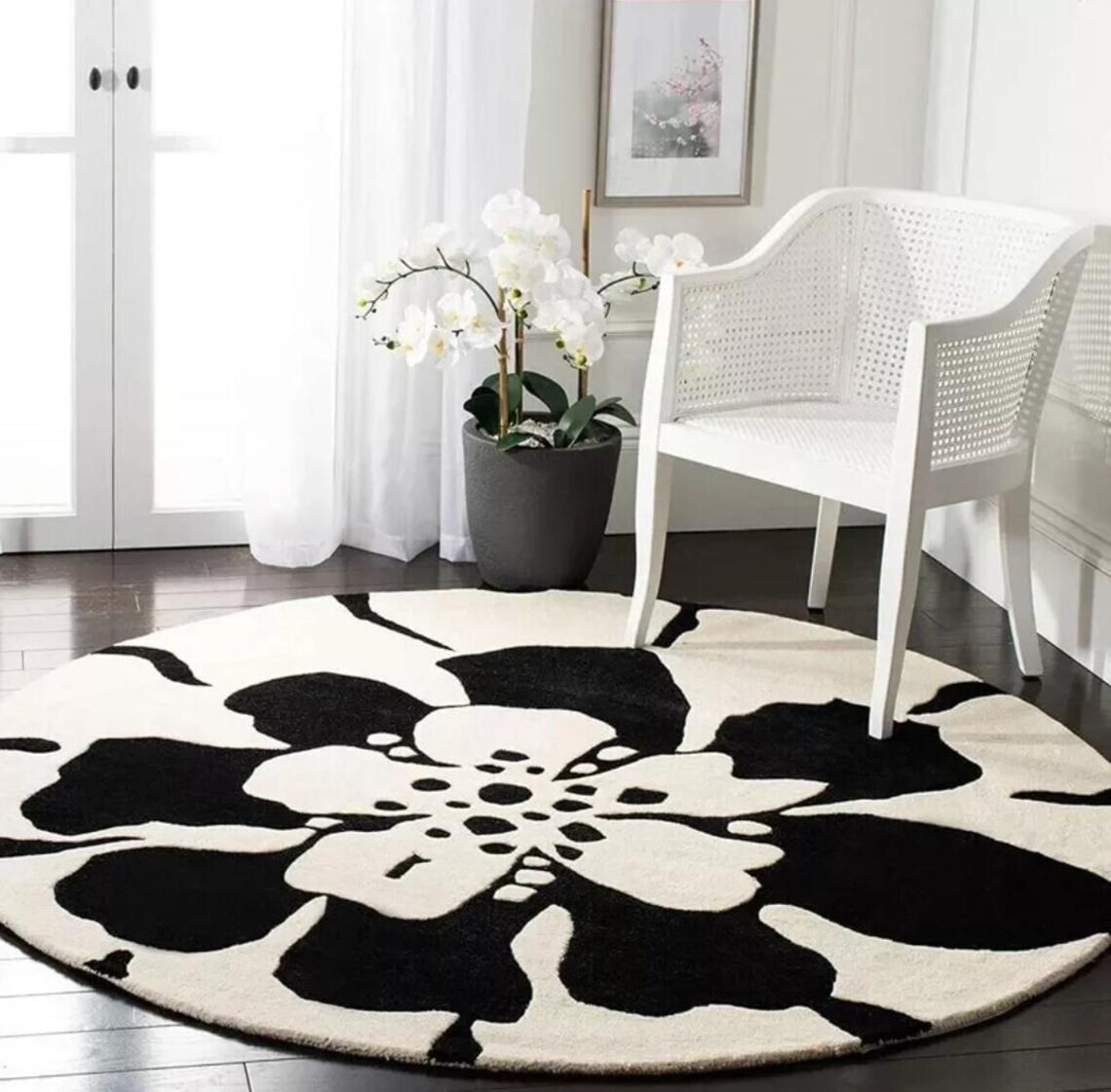 9×15 | Rug Hand-Tufted Blue & White Geometric Wool Rug – Modern Abstract rug