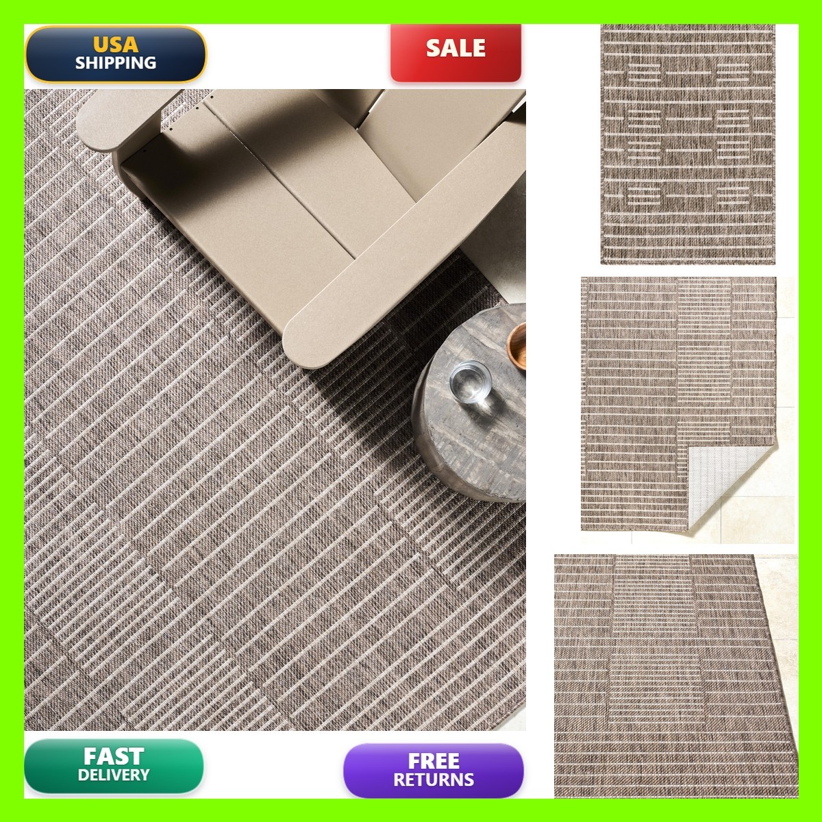 Livabliss X Galey Alix Rye Modern Indoor/Outdoor Area Rug 27 X 73 Dark Brown