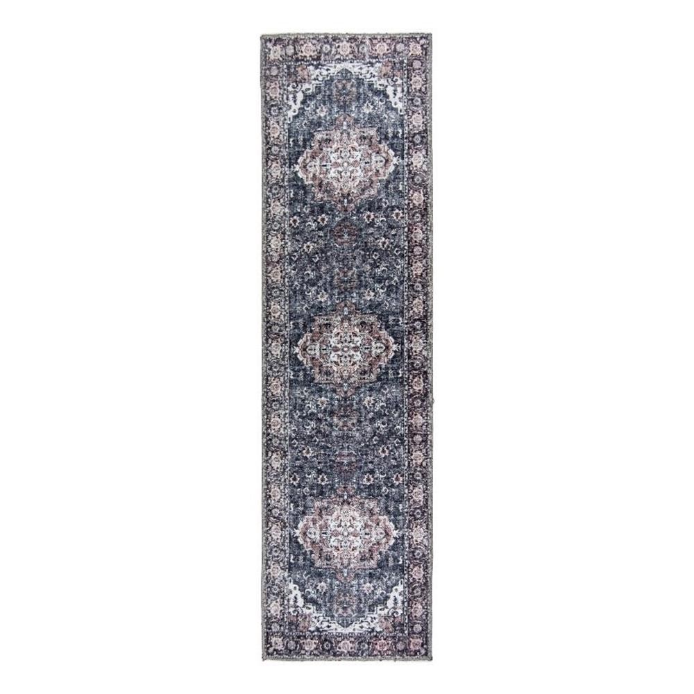 L’Baiet Scarlett Gray Distressed Washable 2 ft. x 6 ft. Fabric Runner Rug