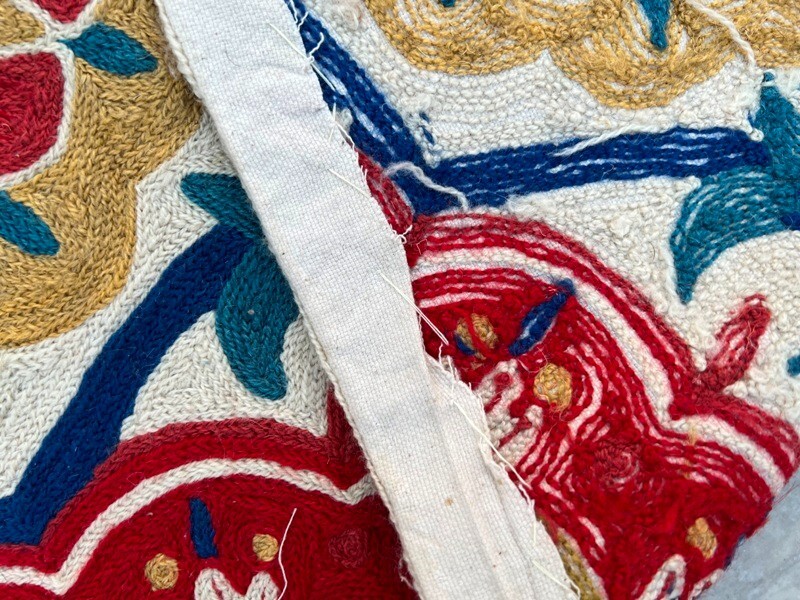Vintage French Handmade Aubusson Rug Needle Point Floral Wool Rug 90×60 cm