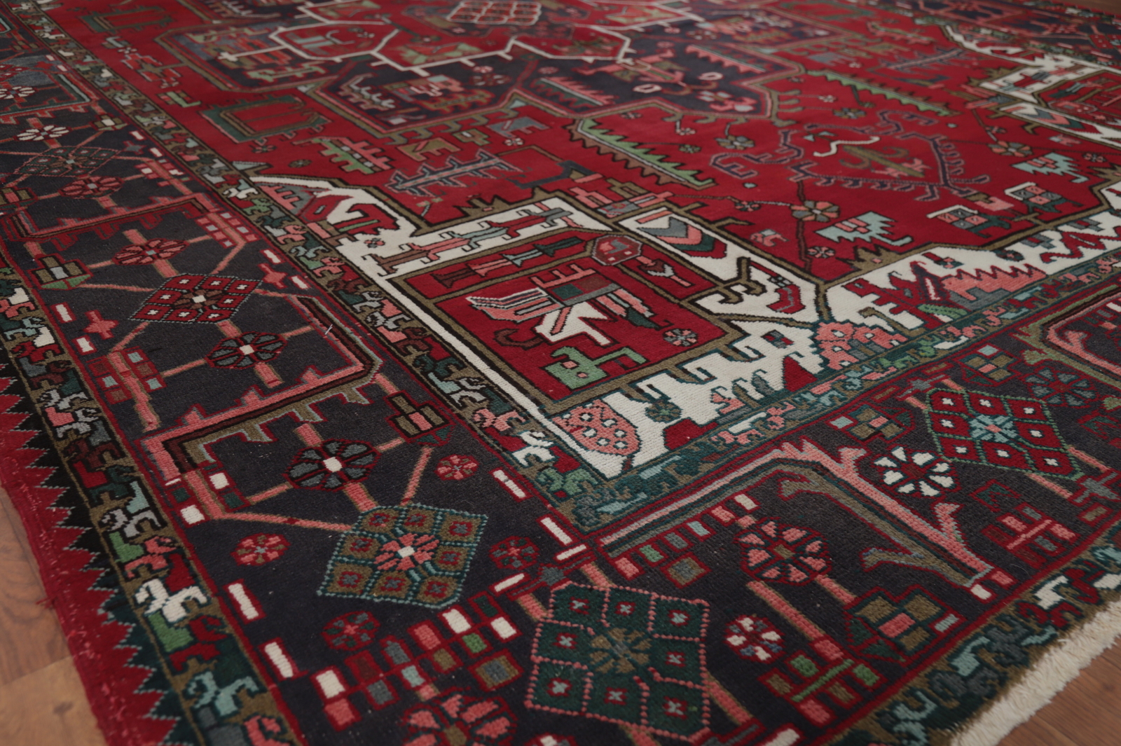 Traditional Vintage Nomadic Hand-made Geometric Wool Heriiz Rug Area Carpet 8×11