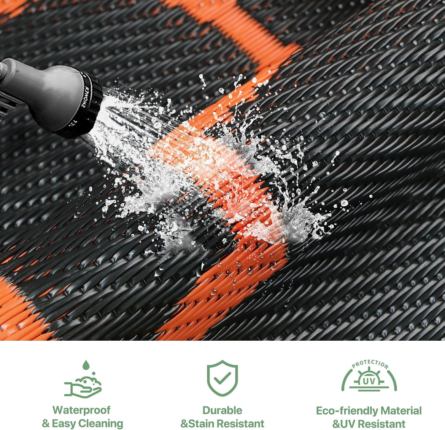 GENIMO 6′ x 9′ Outdoor Rug Waterproof for Patio Decor, Foldable Reversible Plast