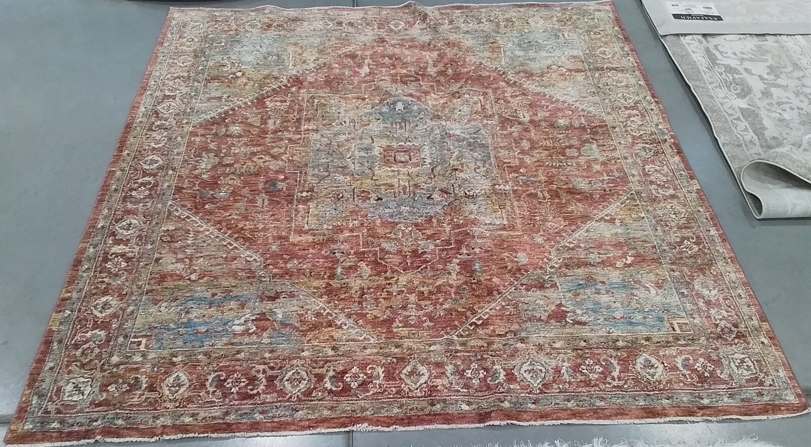 RUST BEIGE BLU 6′-4″ x 6′-4″ Back Stain Rug Reduced Price 1172773177 VAL568P-6SQ