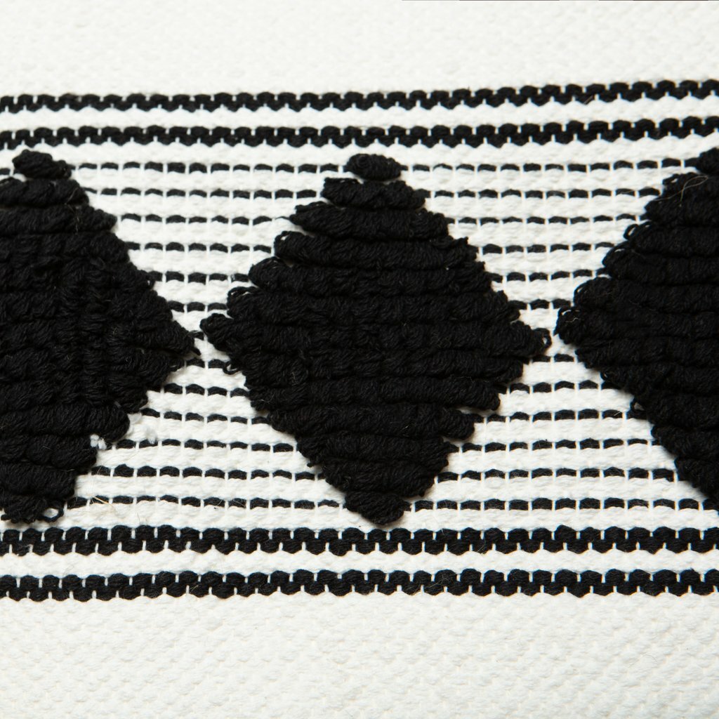 Caravan Area Rug Home Decor Diamond Stripe Woven Black White Bohemain 21″ x 34″