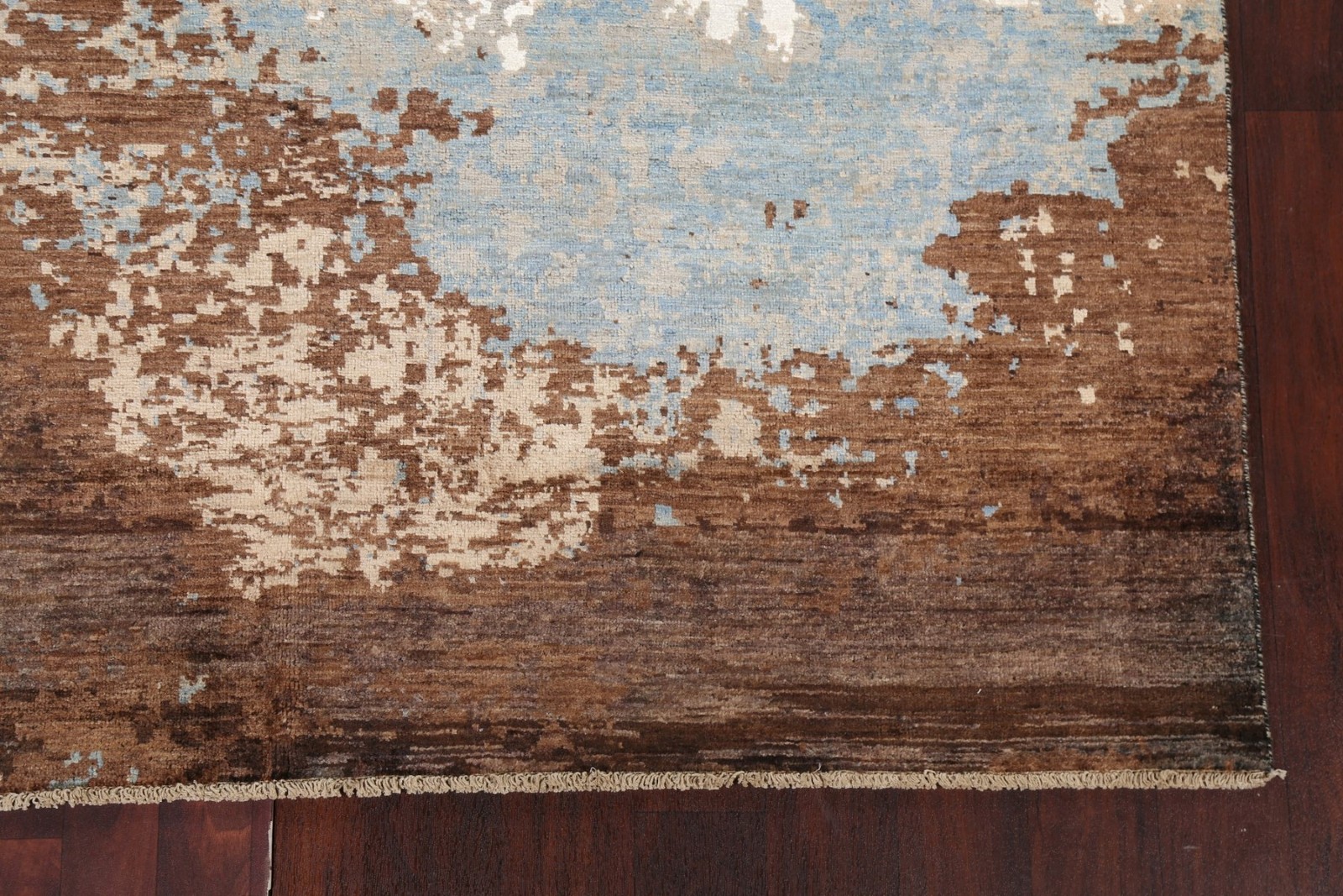 Vegetable Dye Wool & Silk Abstract Area Rug 6×10 Ft Hand-Knotted Modern Carpet