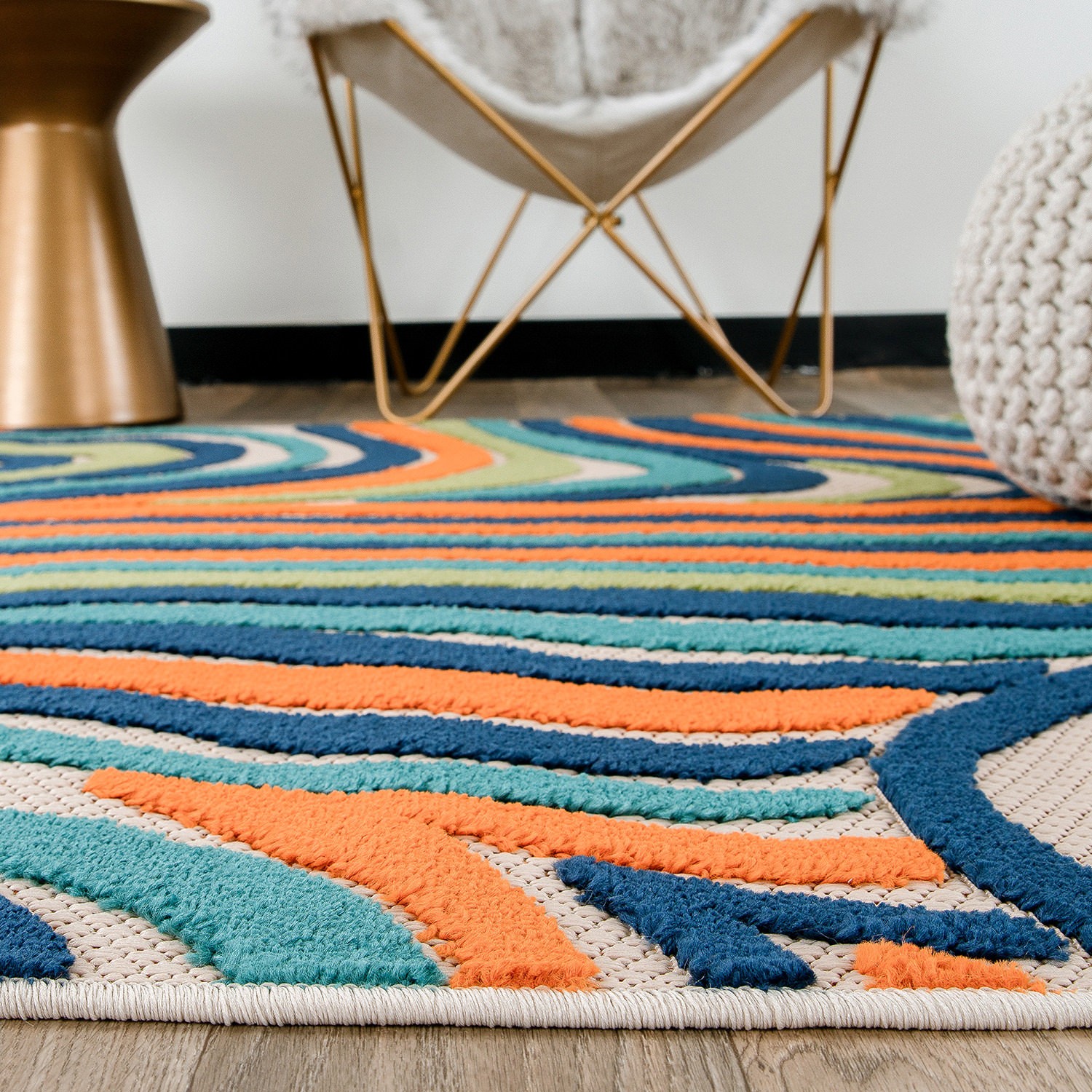 Rugshop Outdoor Rugs Modern Waves Indoor/Outdoor Carpets Washable Rugs Patio Rug