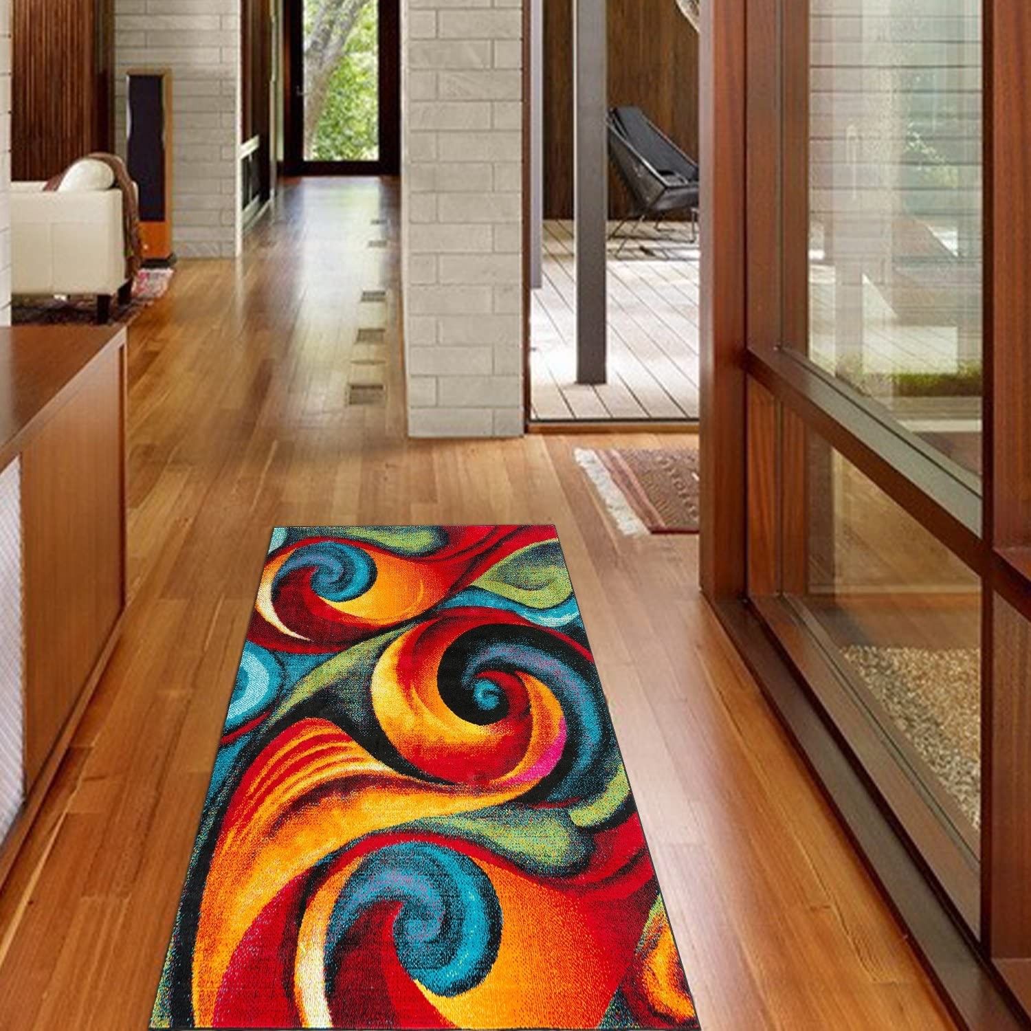 Abstract Rugs Modern Geometric Area Rug Bedroom Living Room Floor Carpet with…