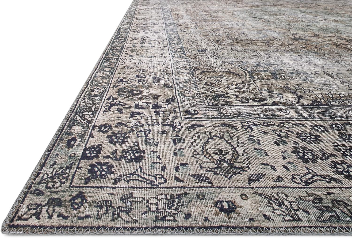 Layla Collection Vintage Inspired Taupe/Stone Accent Rug