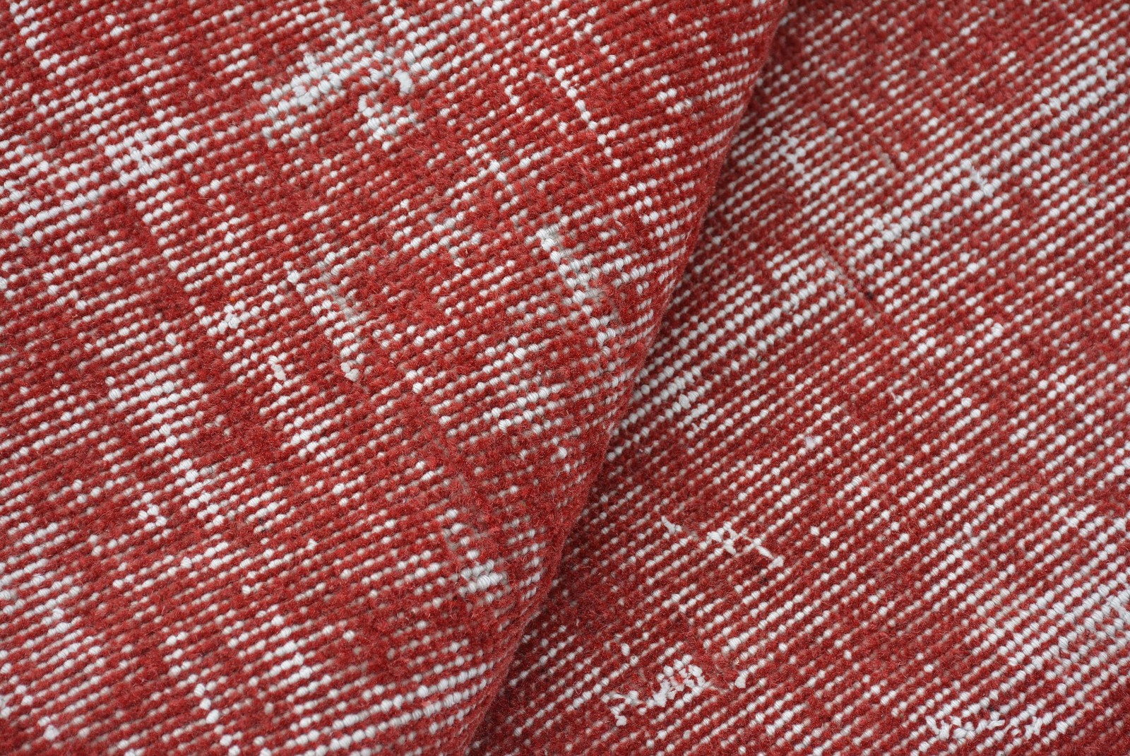 Vintage Area Rug 4,3×7,5 ft, Red Green Abstract Rug Wool