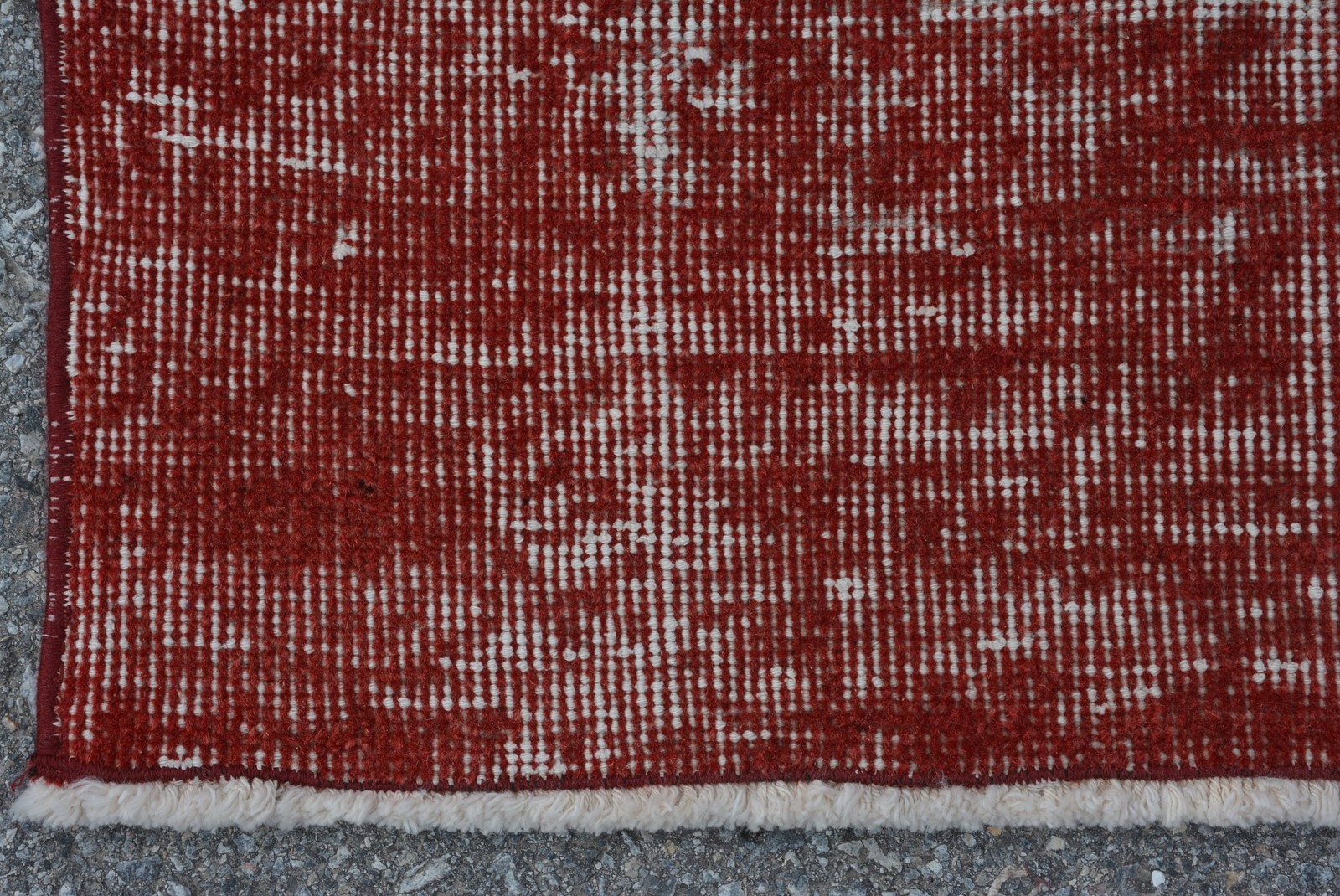 Vintage Area Rug 4,3×7,5 ft, Red Green Abstract Rug Wool