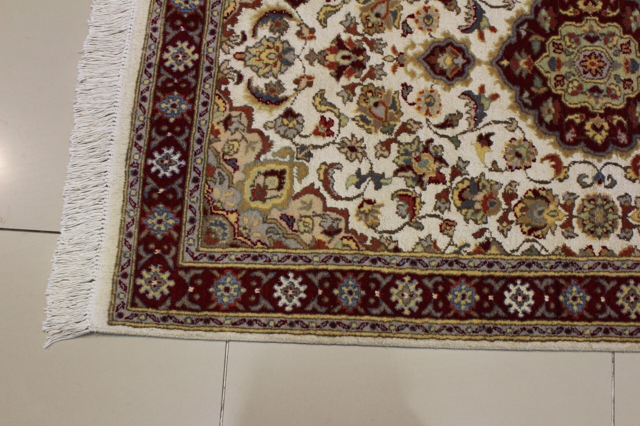 Rugstc 3×5 Senneh Pak Persiann Ivory Rug, Hand-Knotted,Floral with Silk/Wool