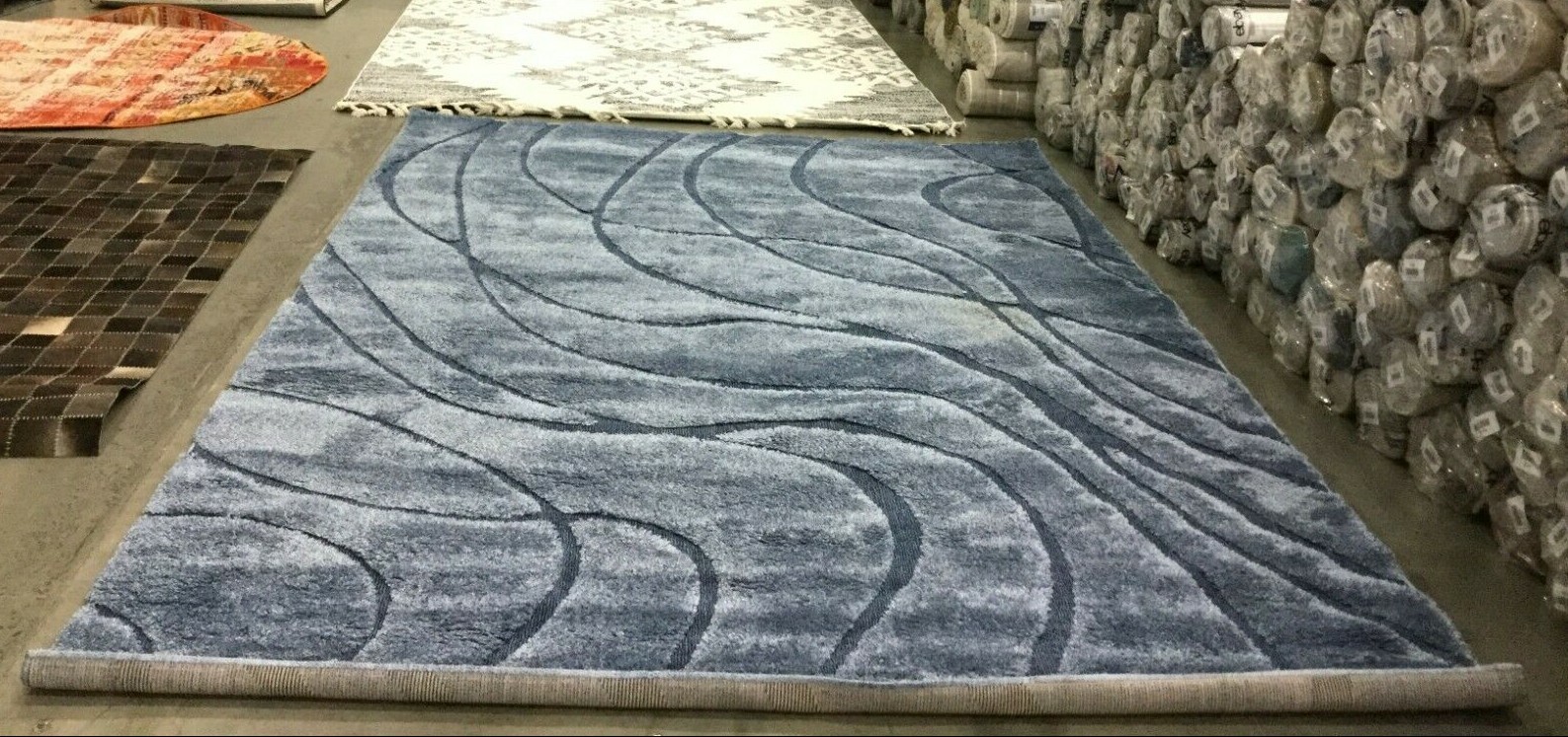 LIGHT BLUE / BLUE 8′-6″ X 12′ Stained Rug, Reduced Price 1172638296 SG471-6065-9