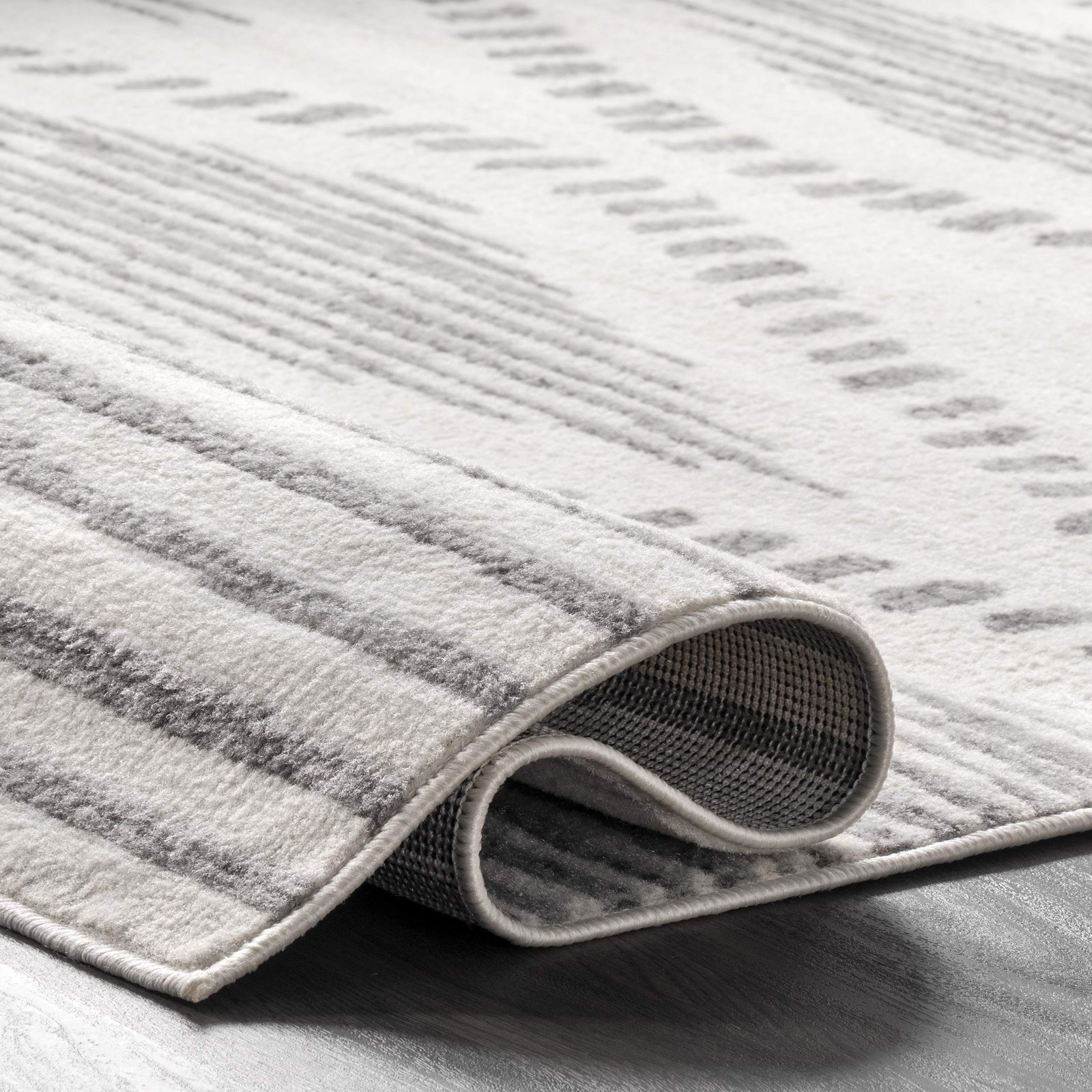 Nuloom Briggs Tribal Striped Area Rug 4X6 Light Grey Ecrk14A-406