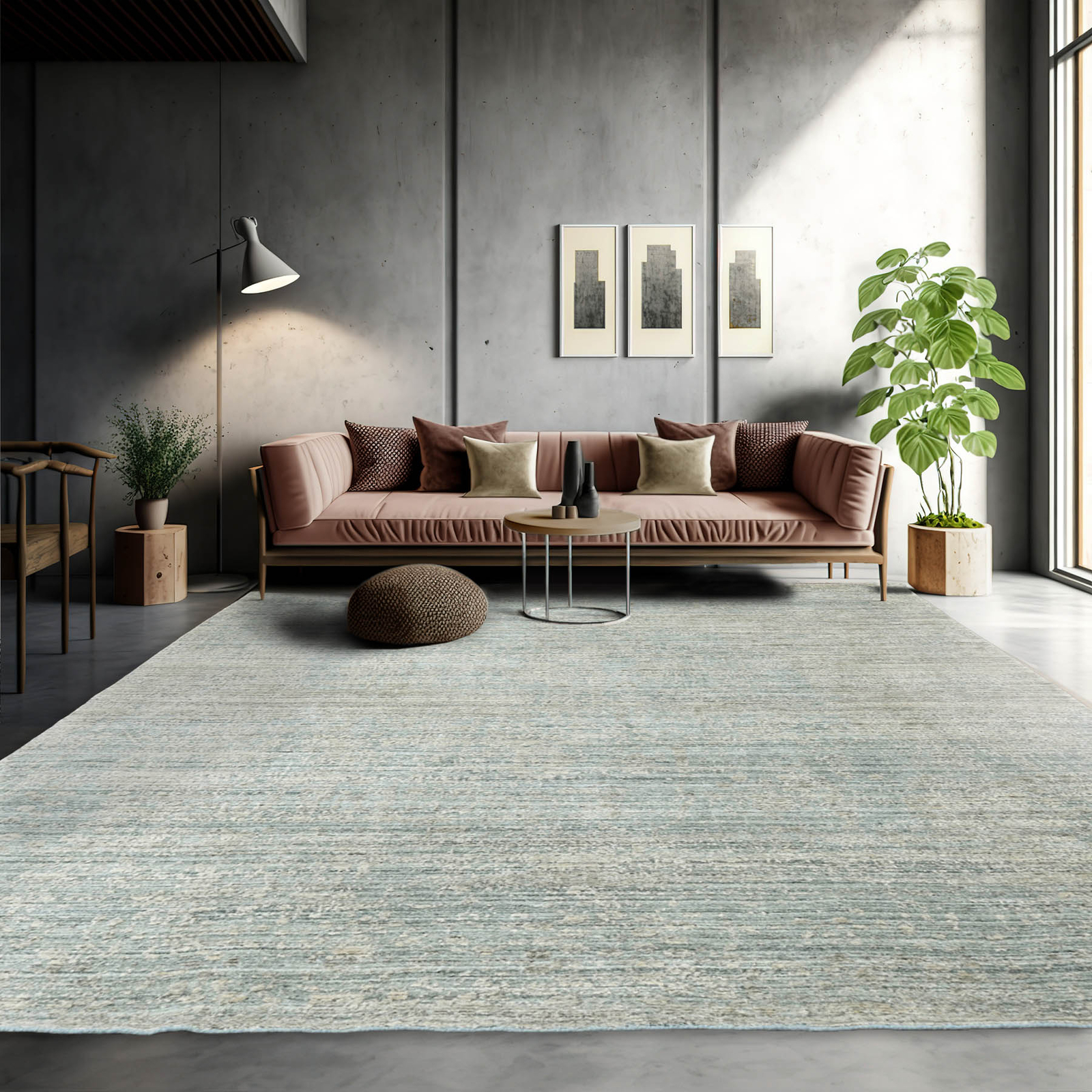LoomBloom 8×10 Celadon Hand Knotted Modern Hand Made Wool Area Rug