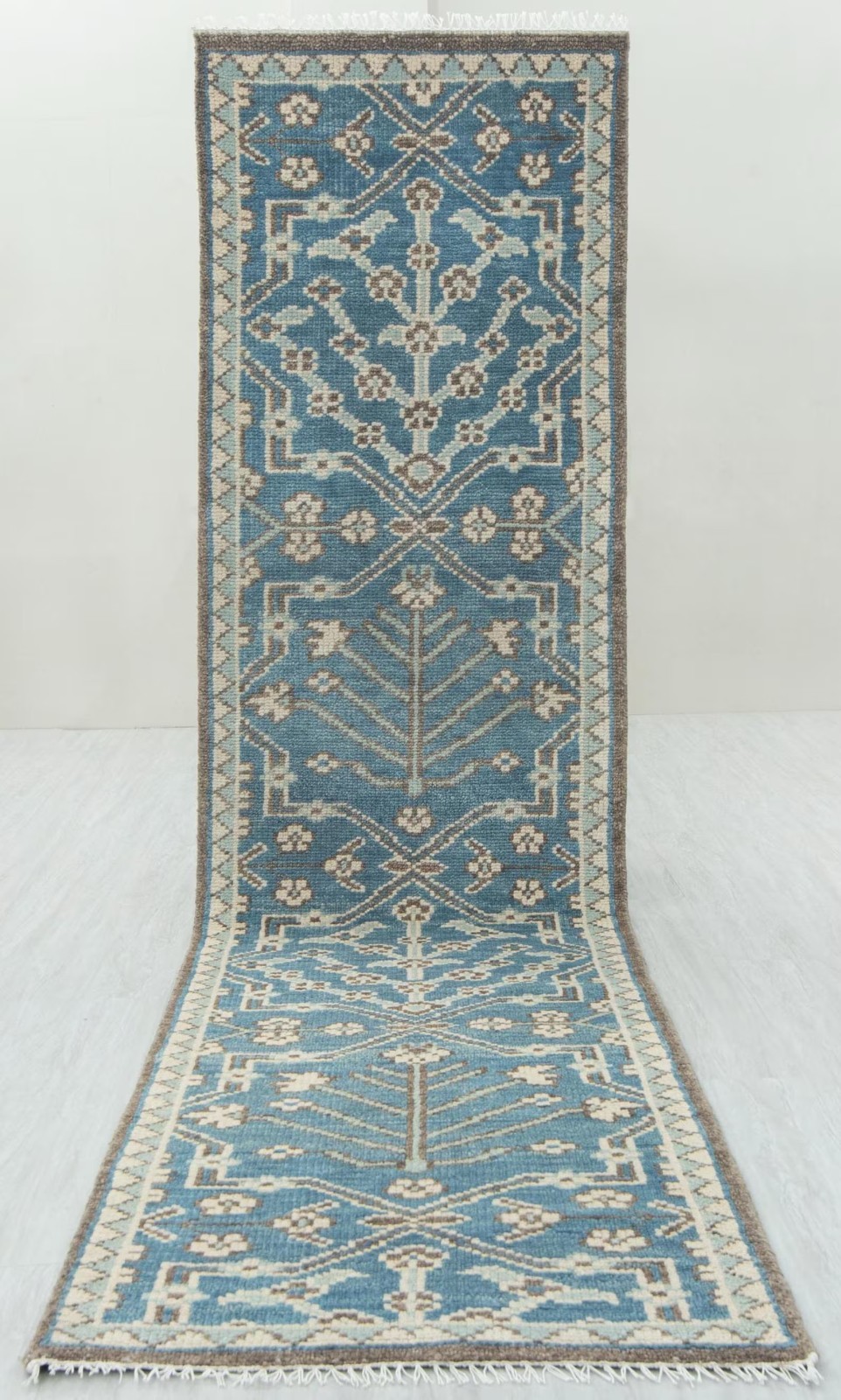 Premium Hand Tufted Wool Runner Rug featuring a traditional Oushak 9×12/8×10