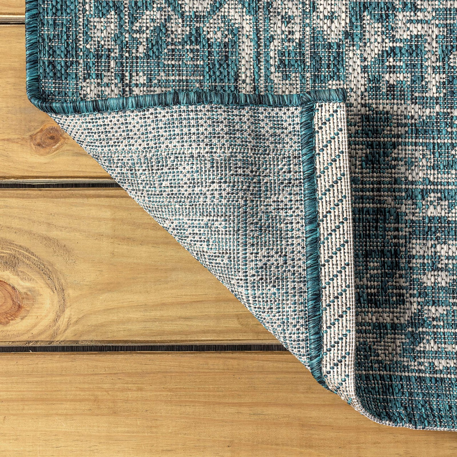 Jonathan Y Boho Medallion Indoor Outdoor Round Area Rug 8 Ft Teal/Gray Malta
