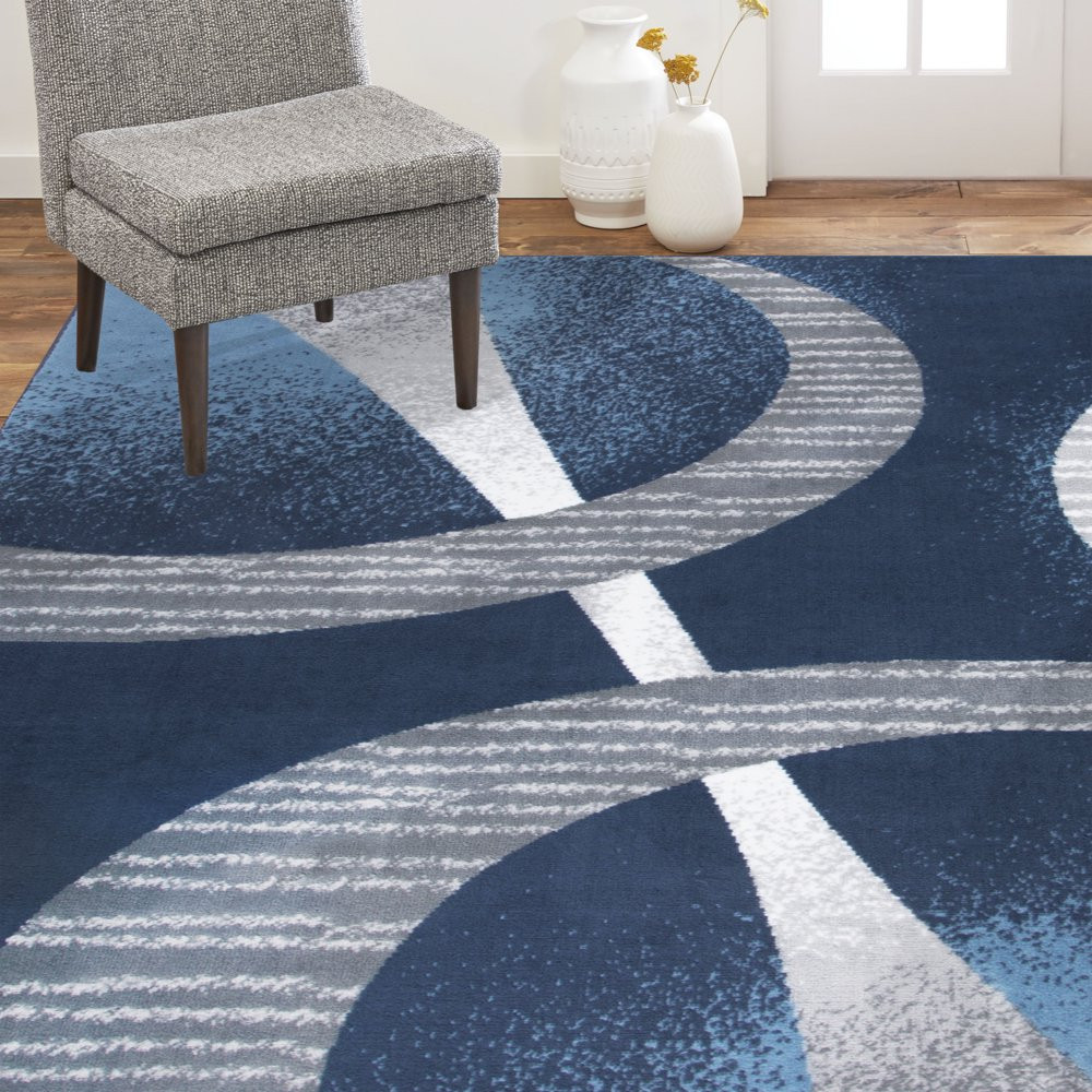 Area Rugs 8×10 Navy Blue And Gray For Living Room Reduced Price Modern Clearance