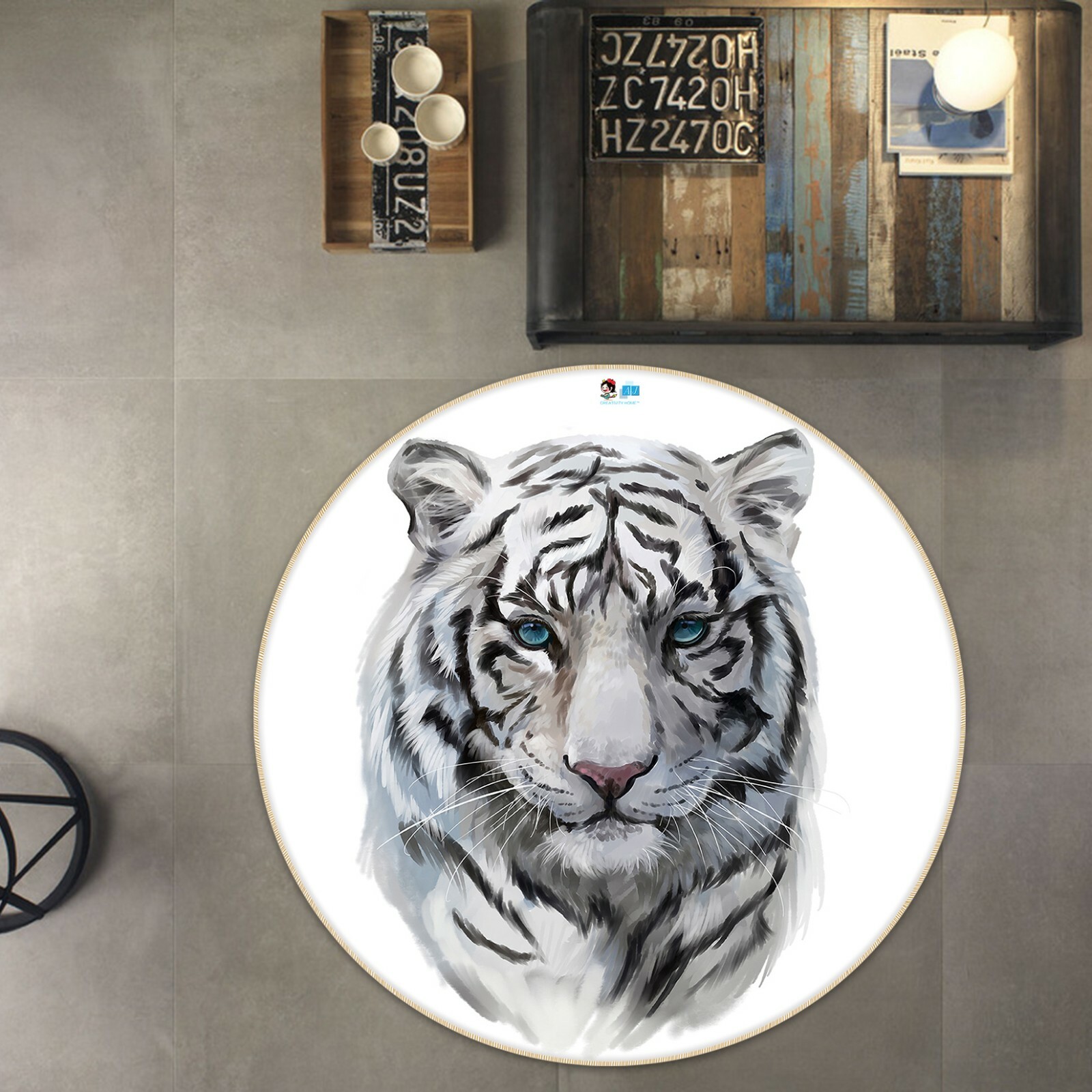 3D White Tiger ZHUA838 Game Non Slip Rug Mat Photo Carpet Zoe
