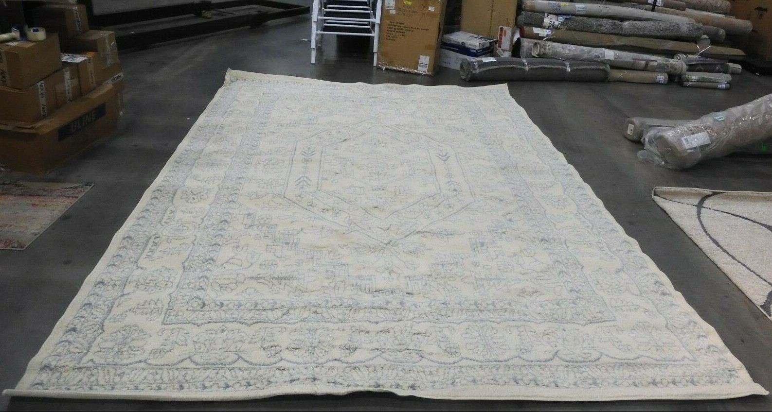 IVORY / SLATE 9′ X 12′ Back Stain Rug, Reduced Price 1172619550 ADR108S-9