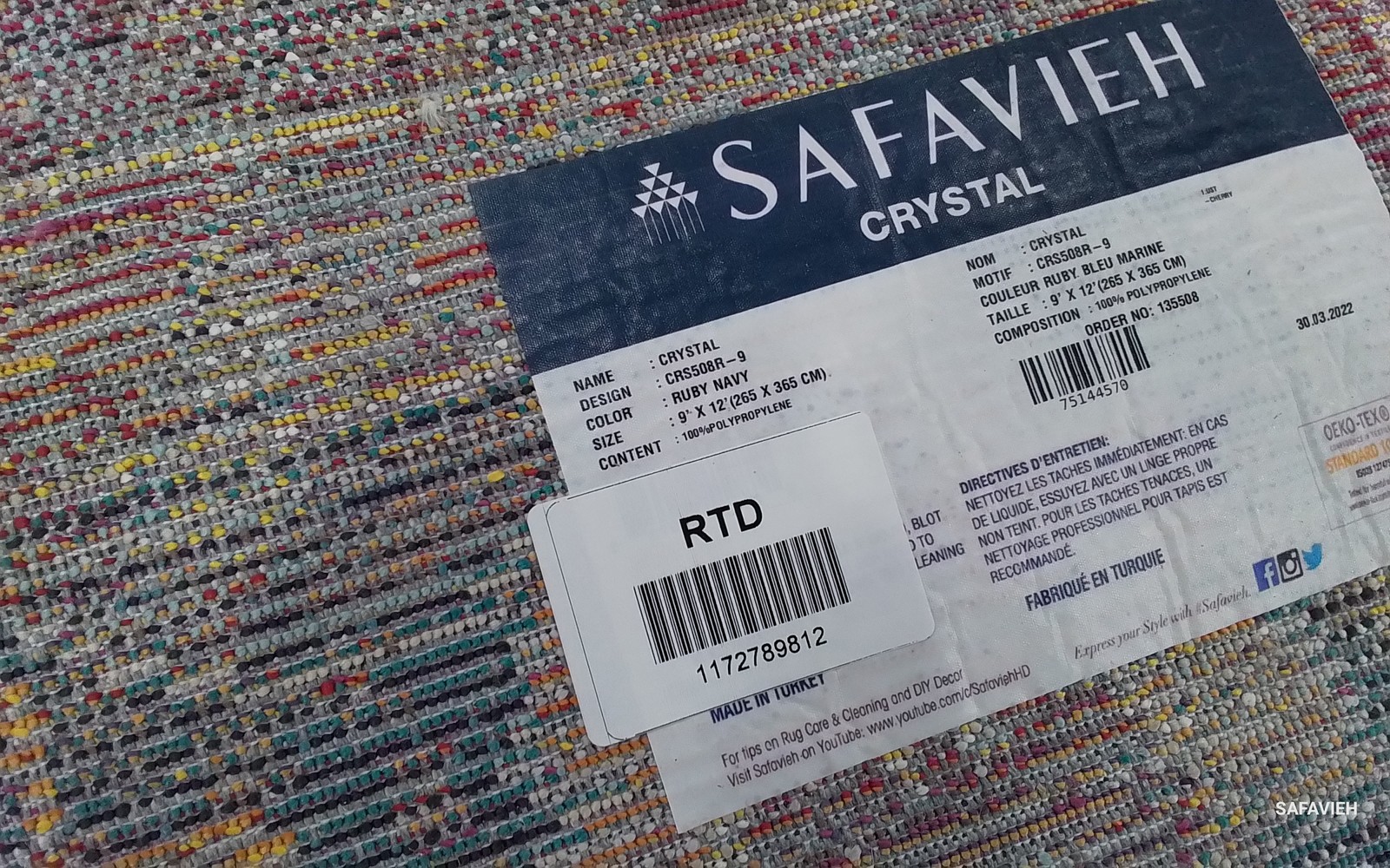 RUBY / NAVY 9′-0″ x 12′-0″ Flaw in Rug, Reduced Price 1172789812 CRS508R-9