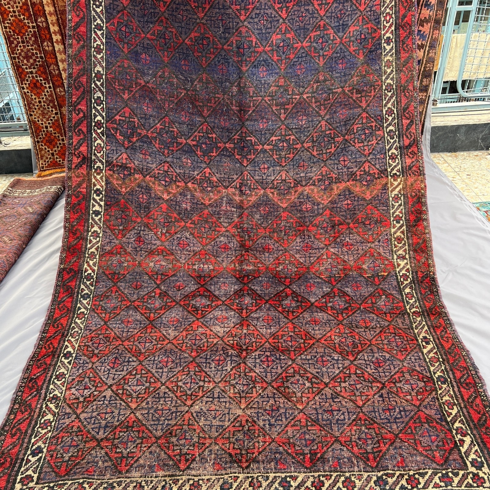 Nomadic Afghan Vintage Baluchi Rug – Rustic Tribal Wool Carpet, 5’4 x 8’7 ft