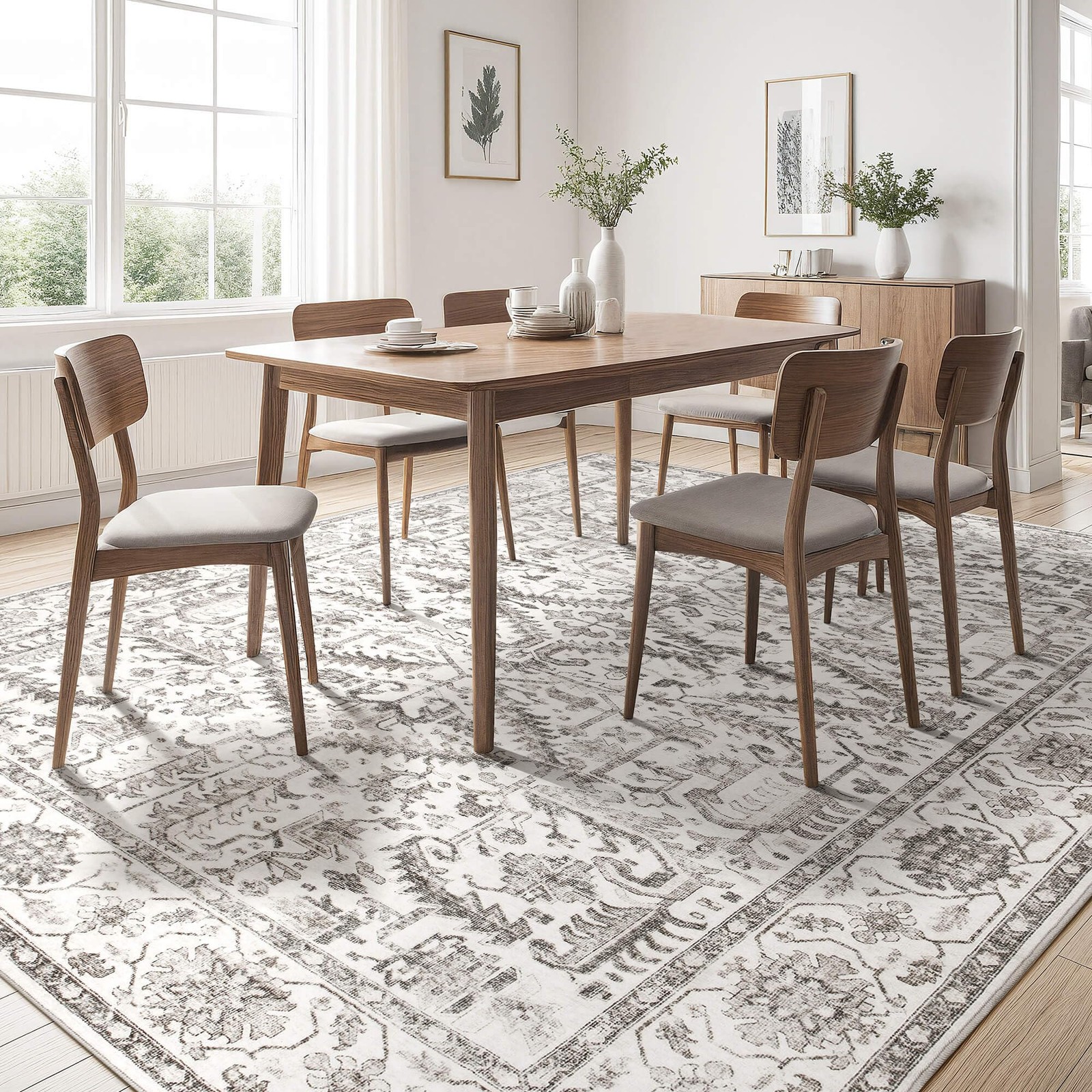 Area Rugs 5×7 For Living Room Washable Soft Large Vintage Rug Nonslip Stain Resi
