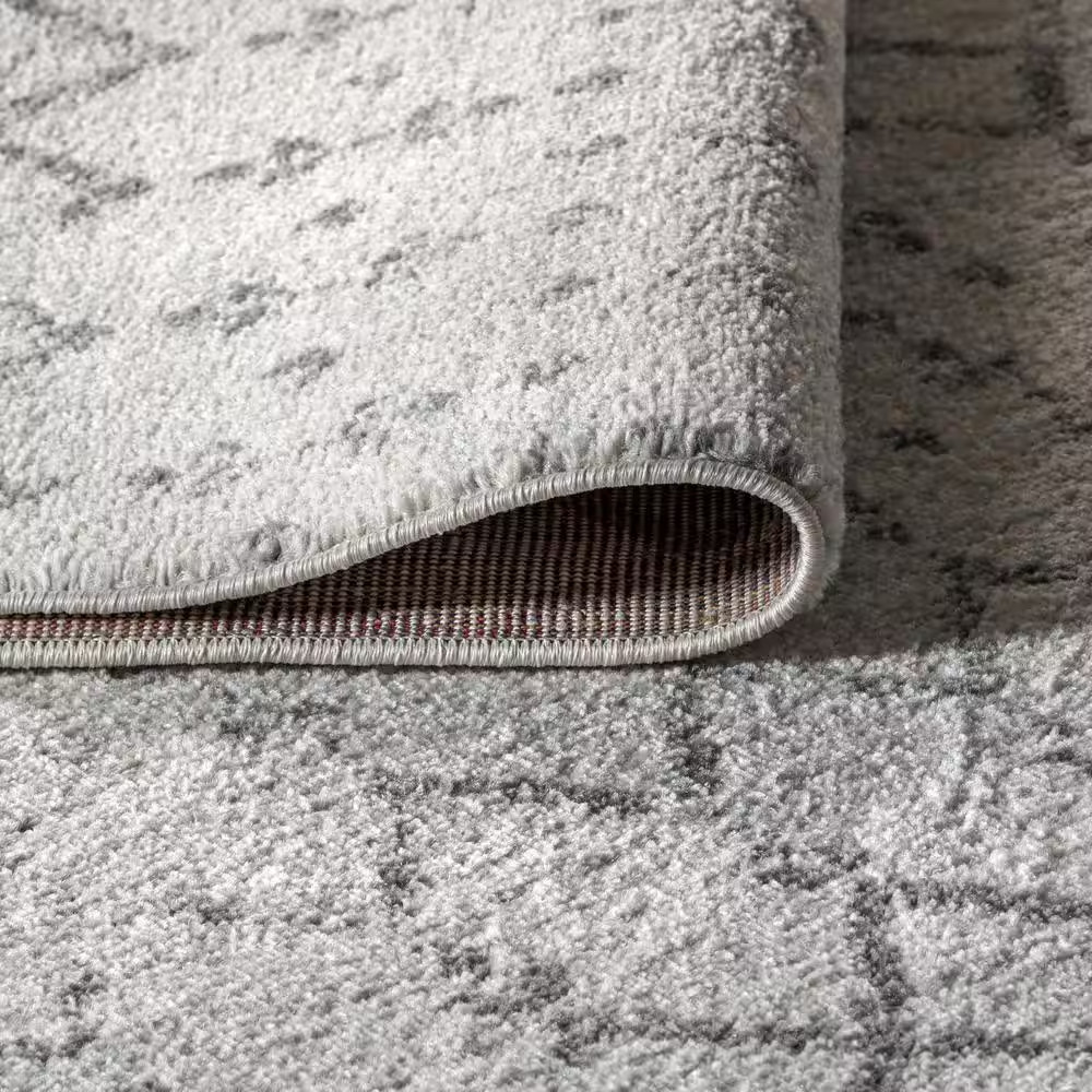 Moroccan Hype Boho Vintage Diamond Cream/Gray 8 Ft. X 10 Ft. Distressed Area Rug