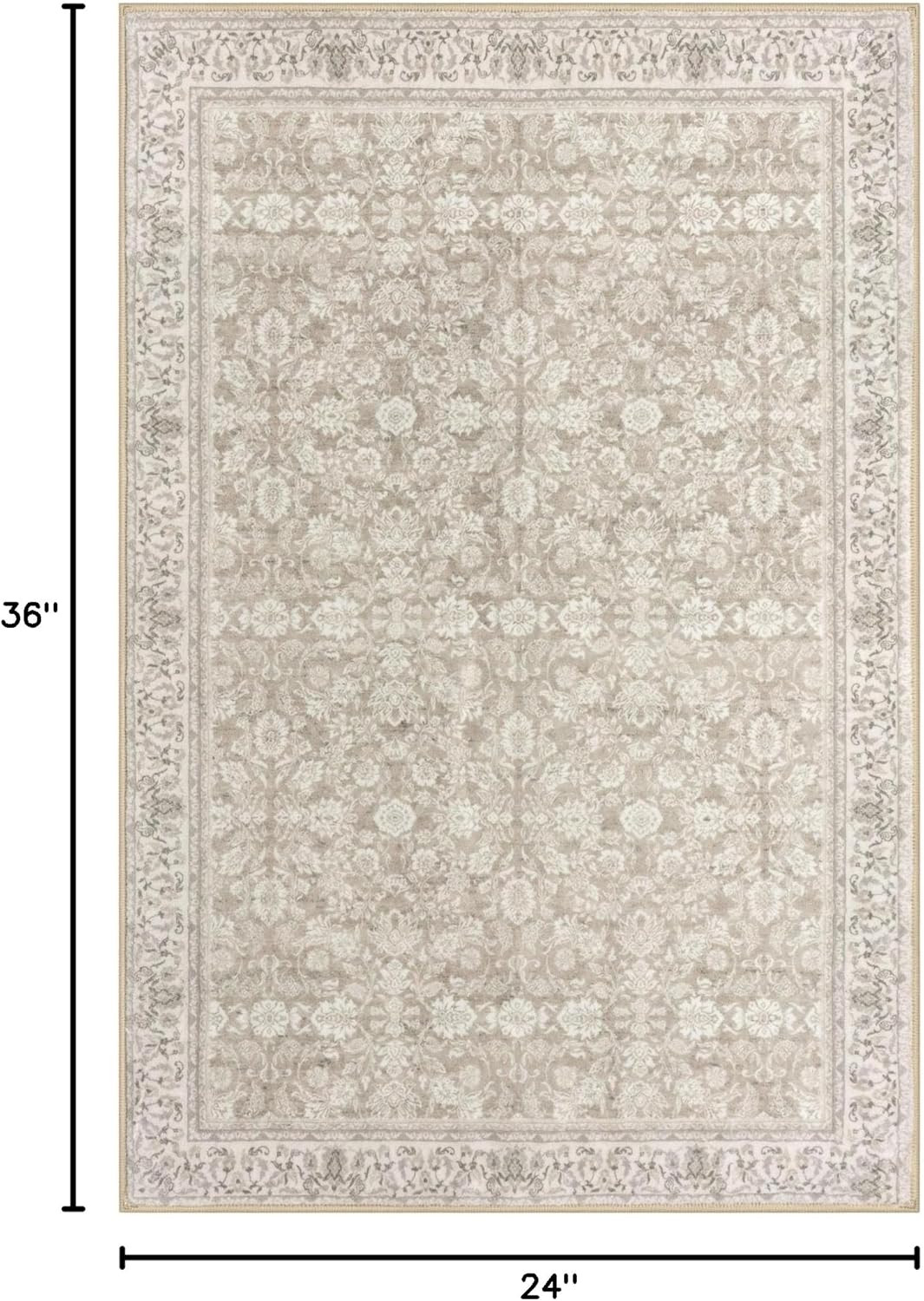2X3 Washable Rug Soft Area Rug for Entryway, Cream Beige Yellow White Grey Slip-