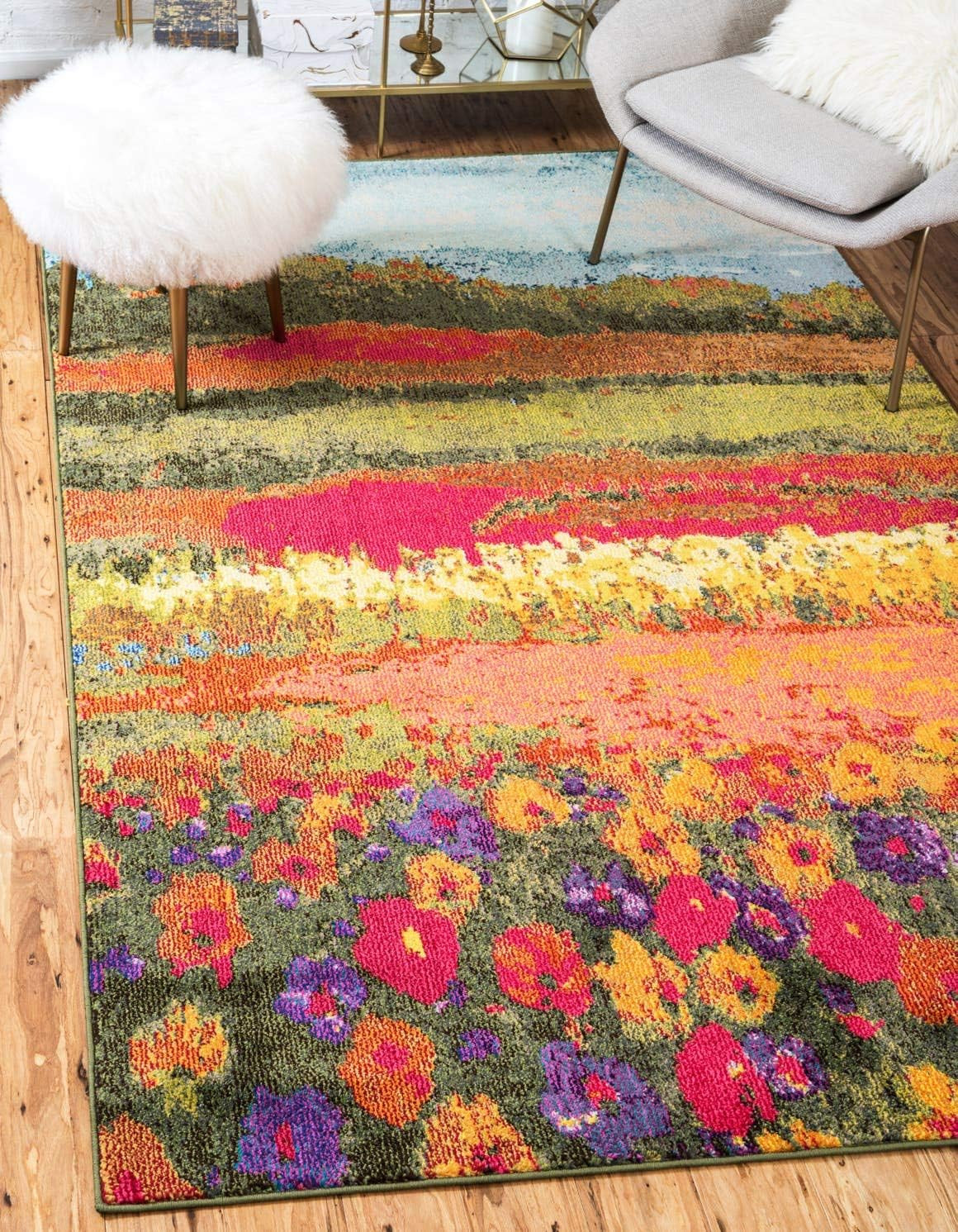 Estrella Collection Floral Modern Area Rug 9′ x 12′ Multi/Green