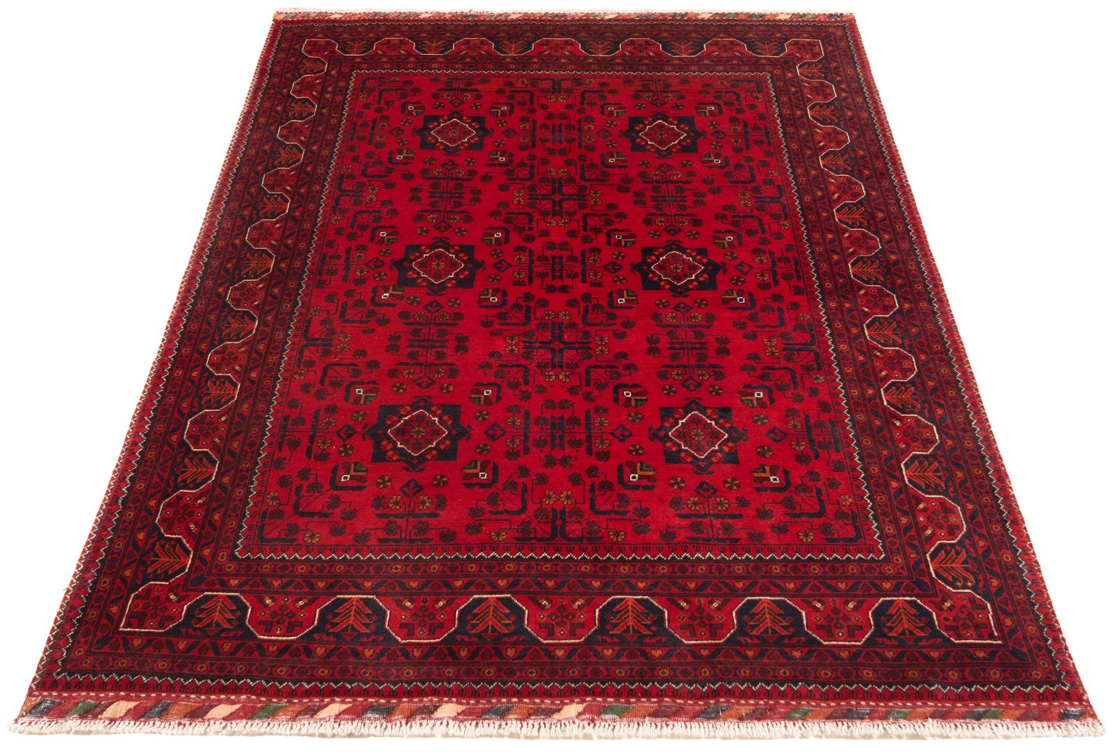 Afghan 76×59 1/8 in Handwoven Oriental Top Condition Oriental Carpet Rug Red