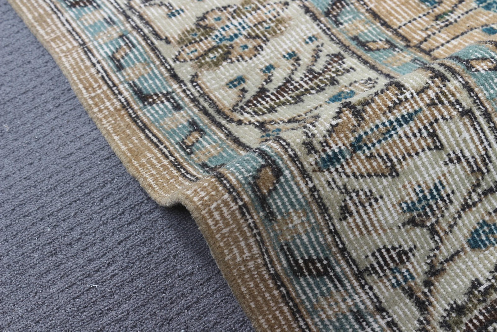 6×8,8 ft Vintage Rug, Turkish Large Rug, Blue Yellow Polka dot Rug