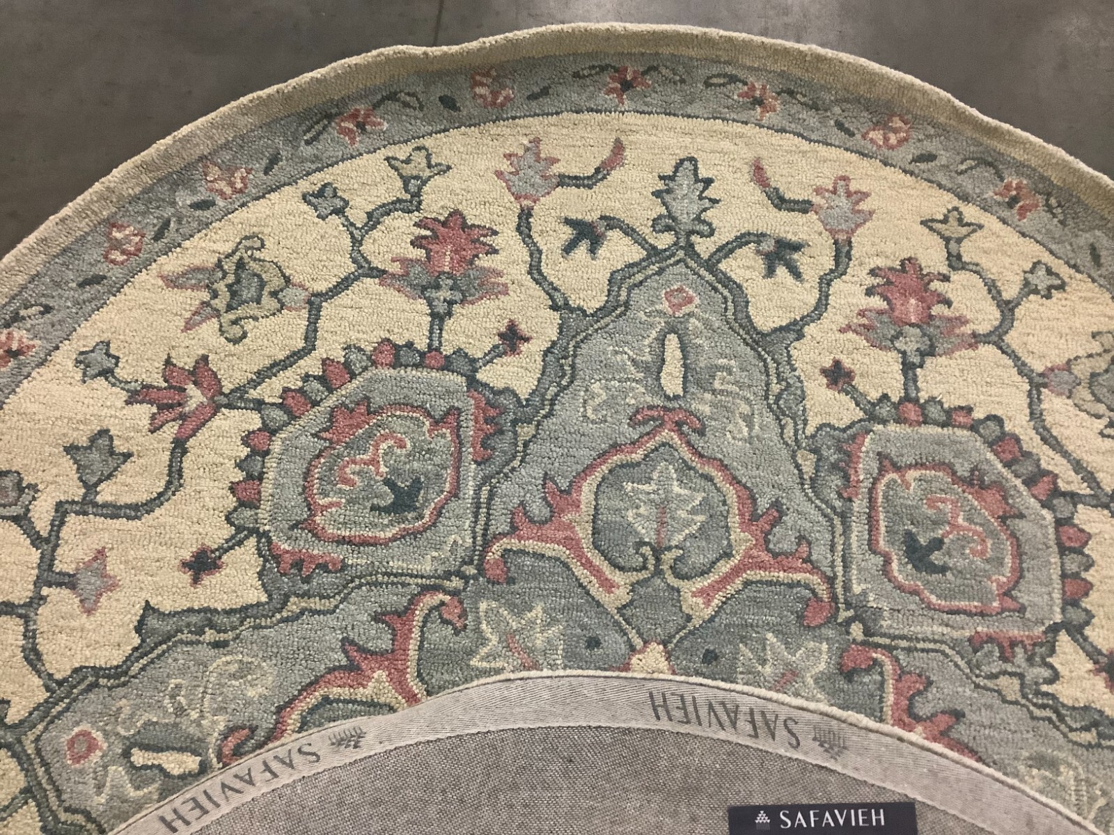 BEIGE / BLUE 6′ X 6′ Round Back Stain Rug, Reduced Price 1172666594 HG922B-6R