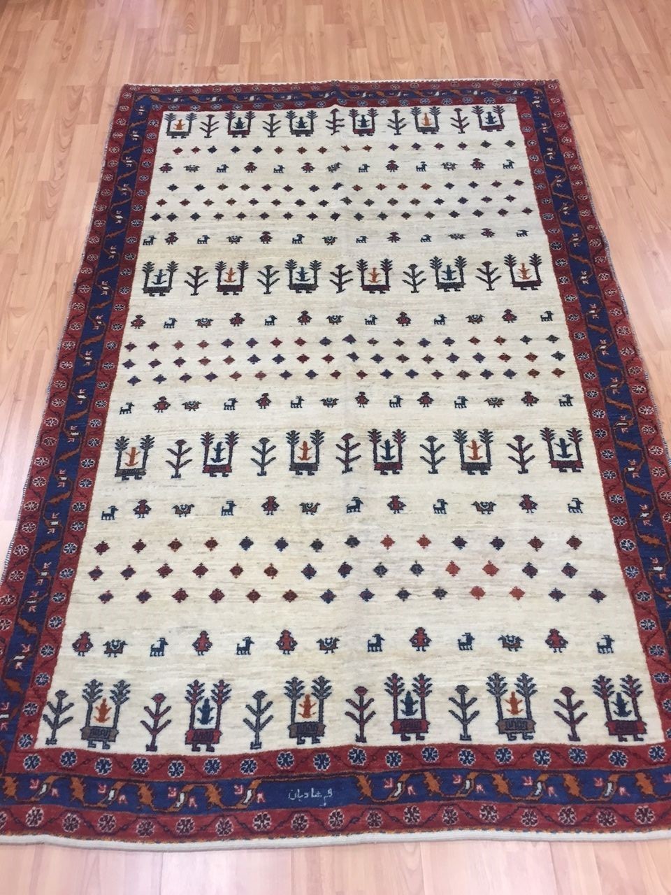 4′ x 6’3″ New Fine Indian Tribal Oriental Rug – Hand Made – 100% Wool – Veg Dye