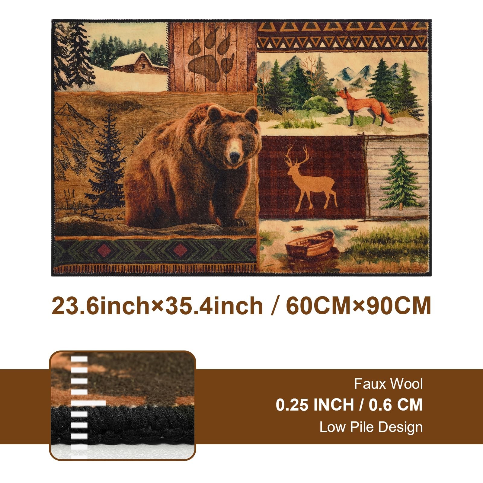 2×3 Rustic Entryway Rug Non-Slip Washable Indoor Door Mat — Buffalo Plaid Cou…