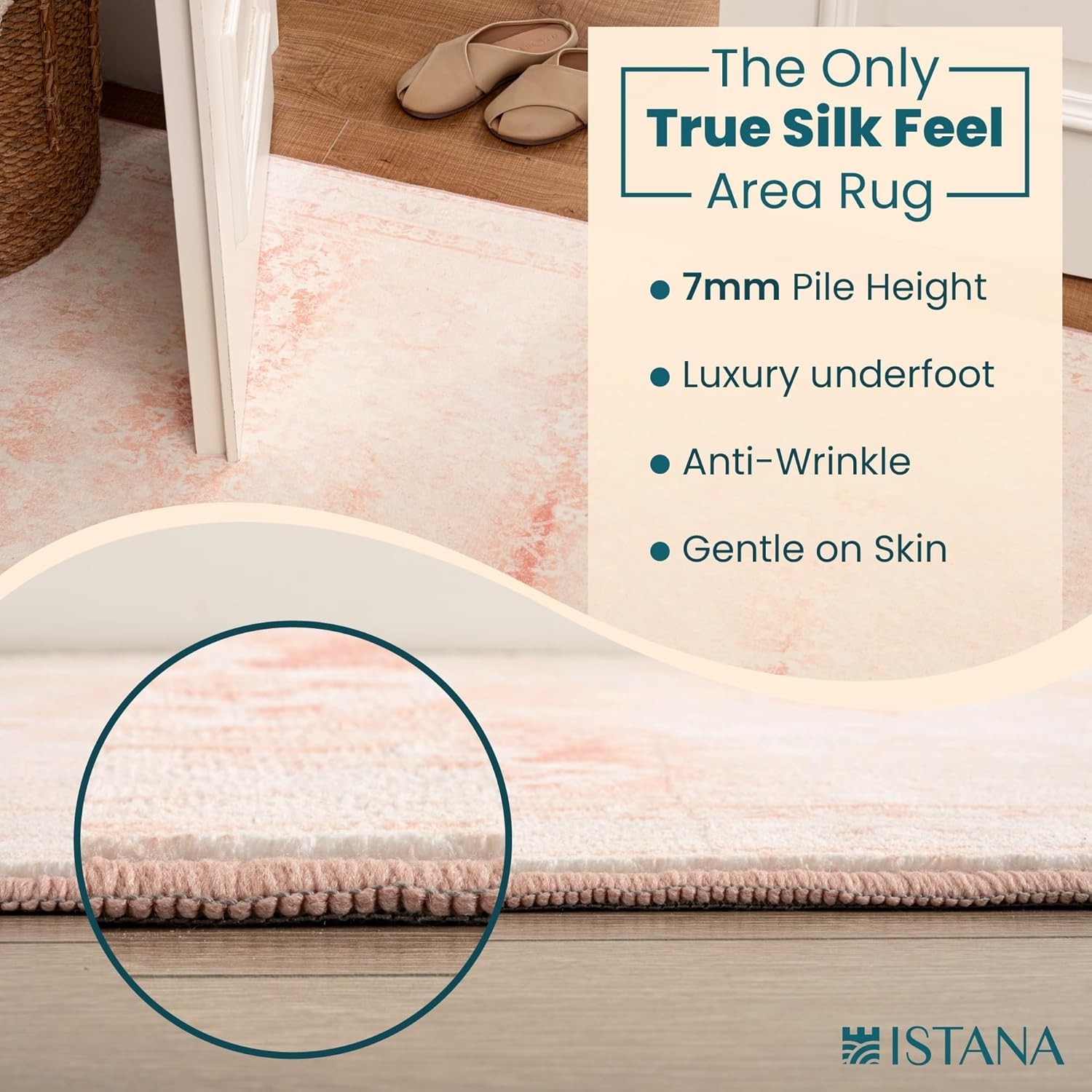 9 x 12 Area Rug for Living Room/Bedroom, Foldable Stain Resistant Washable, Pink