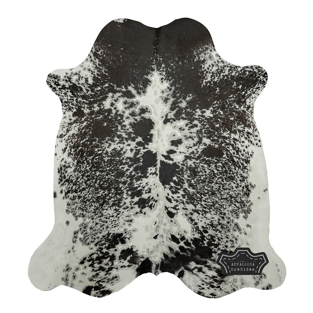 5×7 ft Black Speckled Cowhide Rug –100% Genuine Leather–Best Price Luxury Décor
