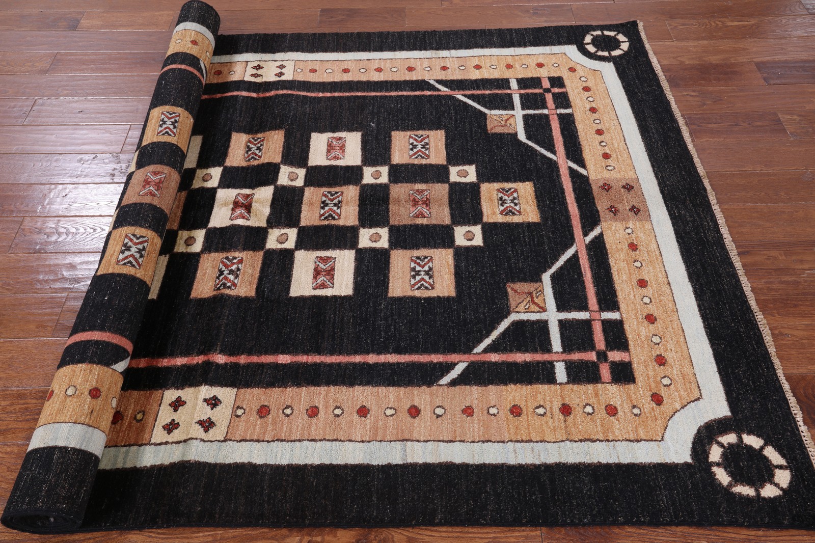 5′ 7″ X 8′ 5″ Gabbeh Hand Knotted Wool Area Rug – H8129