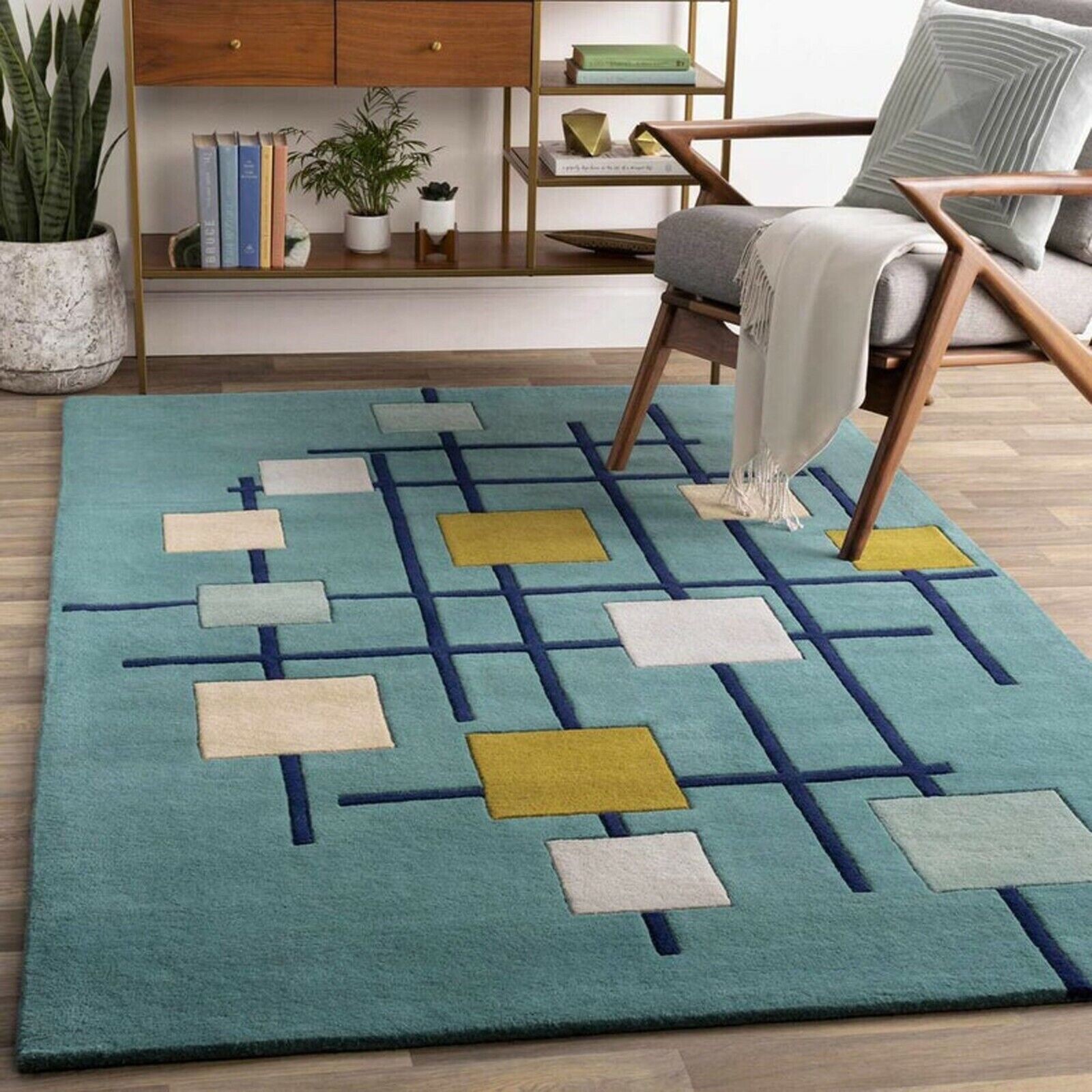5×8|8x10Hand Tufted Wool Area Rug New Geometric Abstract Design Premium Quality.