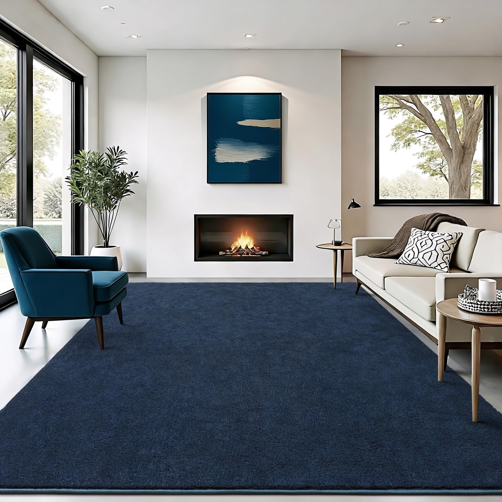 B BENRON 5×7 Navy Blue Soft Area Rug for Living Room Bedroom Minimalist