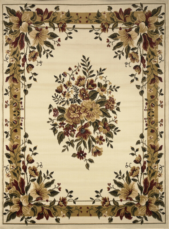 8×10 Home Dynamix Ivory Floral Bordered Area Rug 11017-100 – Aprx 7′ 8″ x 10′ 4″