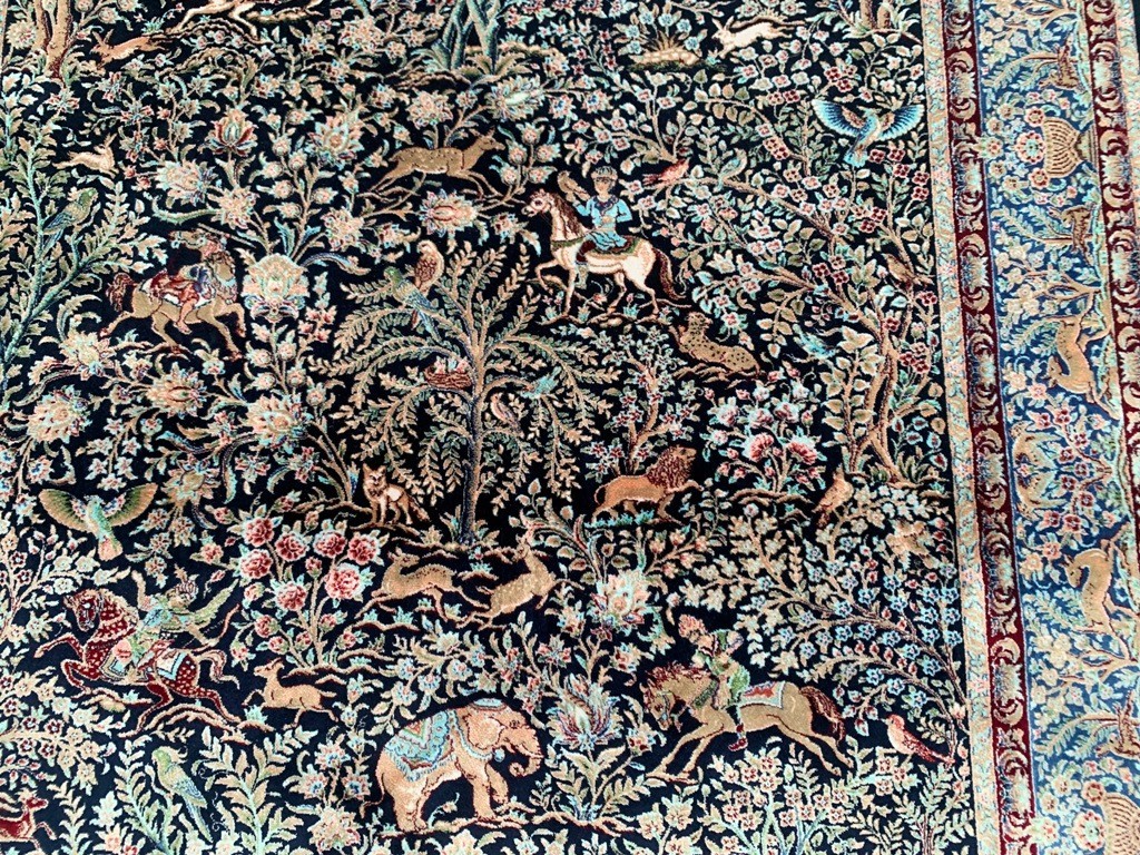 3×6 ft Luxury Silky Rugs Floral Bedroom Animals Rug Silk Tribal Home Décor Rug