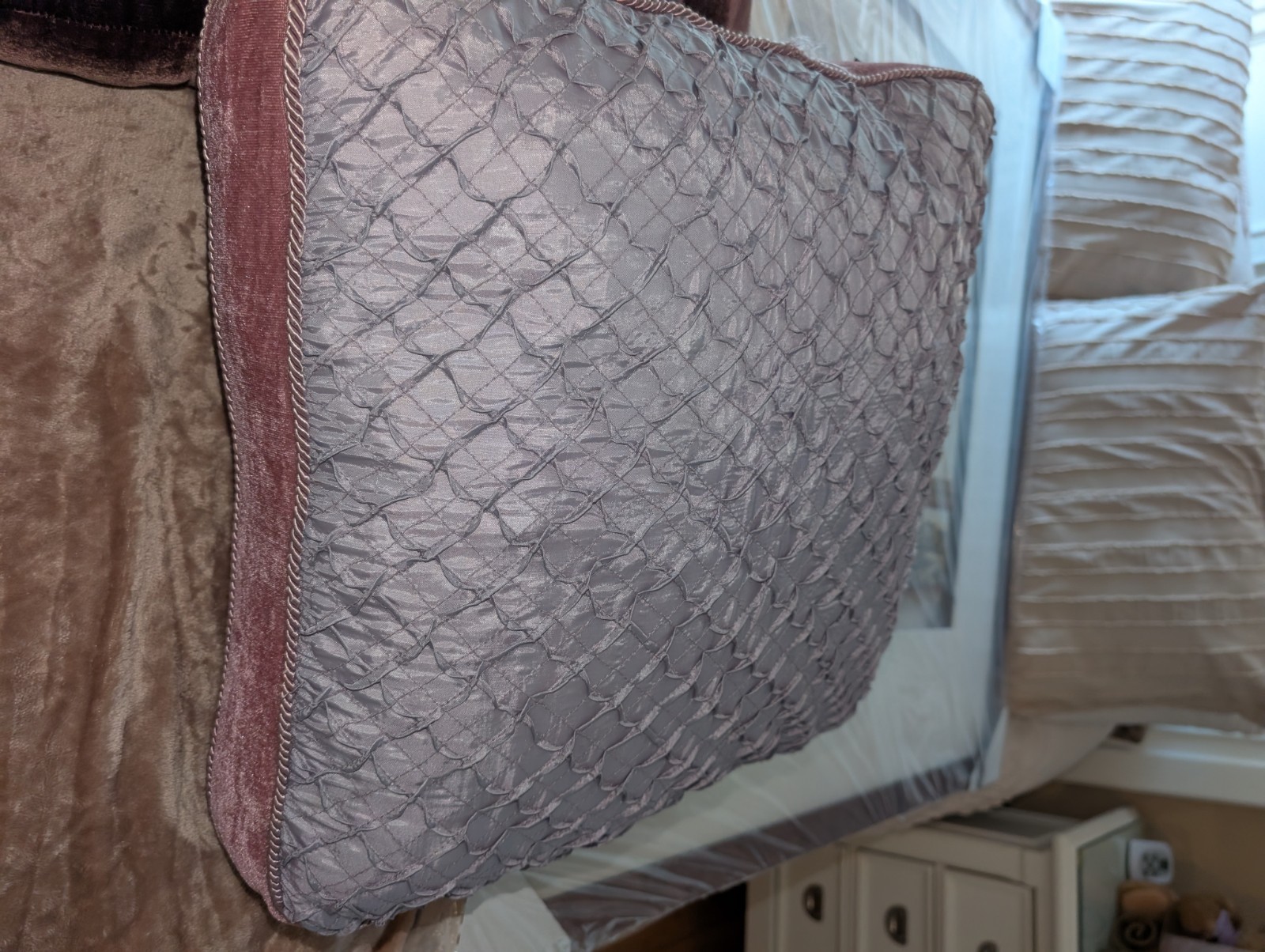 Complete Bedroom Decor,Purple Fury Area Rugs, Comforter and Pillows