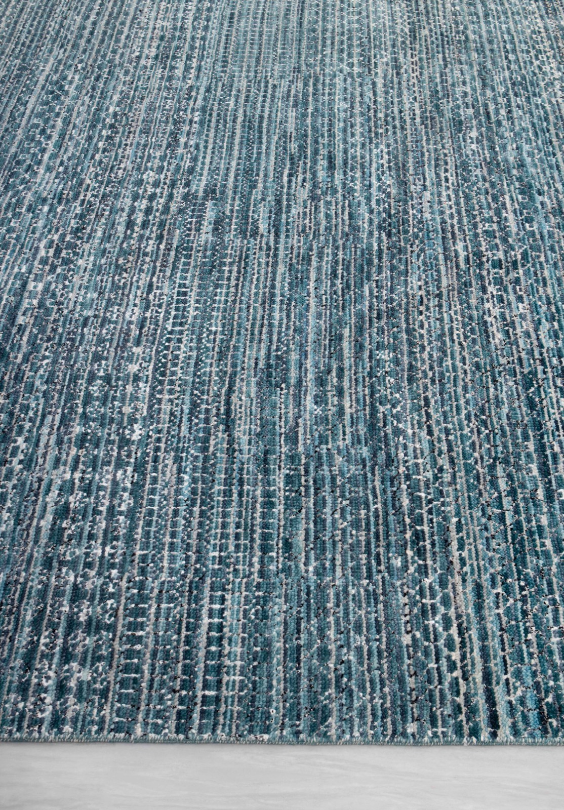 8×10 Teal Blue Indo Savannah Contemporary Look Hand Knotted Soft Wool & Silk Rug